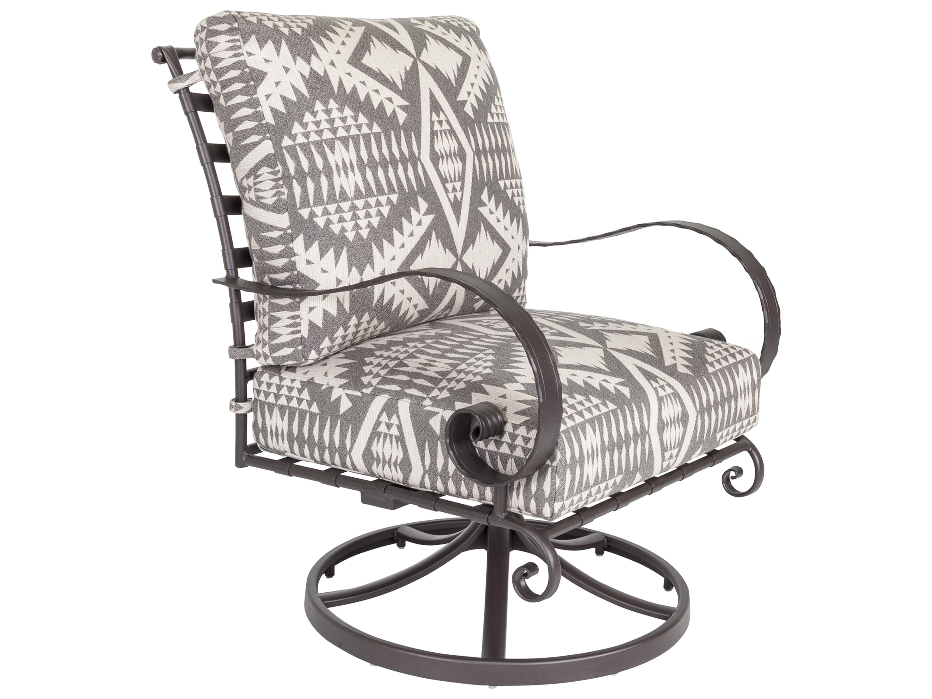 OW Lee Classico Arms Wrought Iron Swivel Rocker Patio Lounge Chair