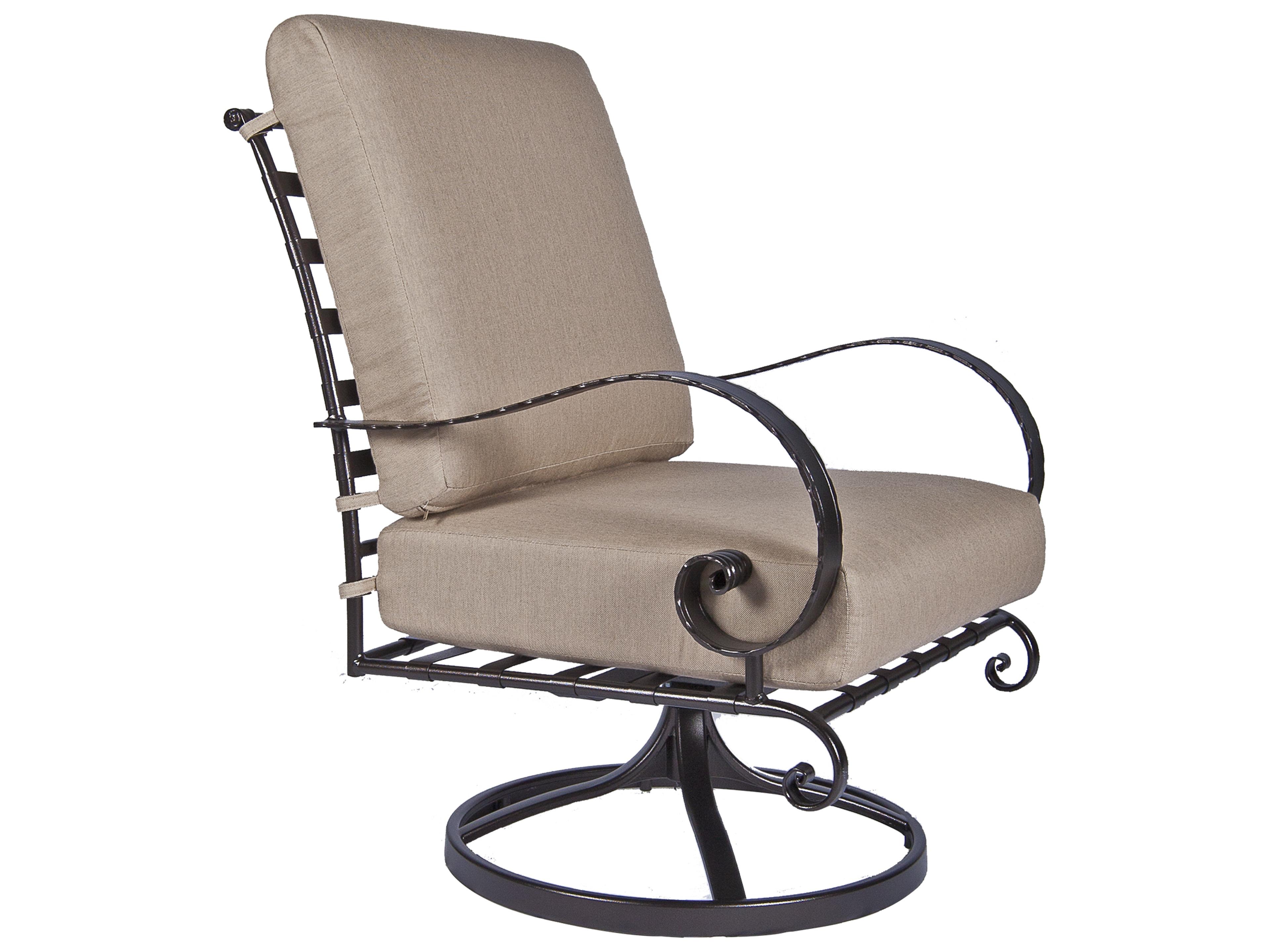 OW Lee Classico Arms Wrought Iron Swivel Rocker Patio Lounge Chair