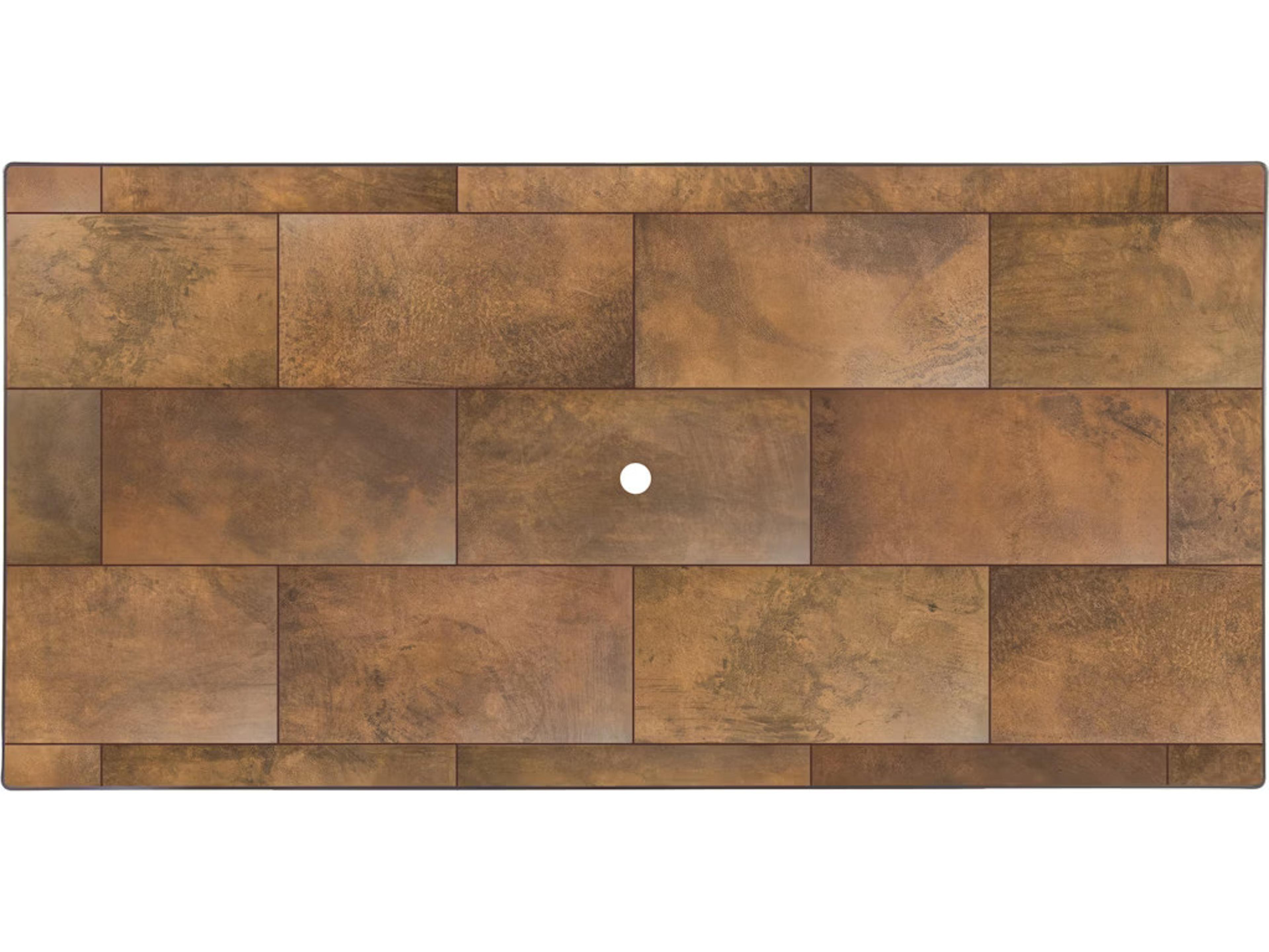 City Porcelain Rectangular Table Top with Aluminum Rim & Umbrella Hole