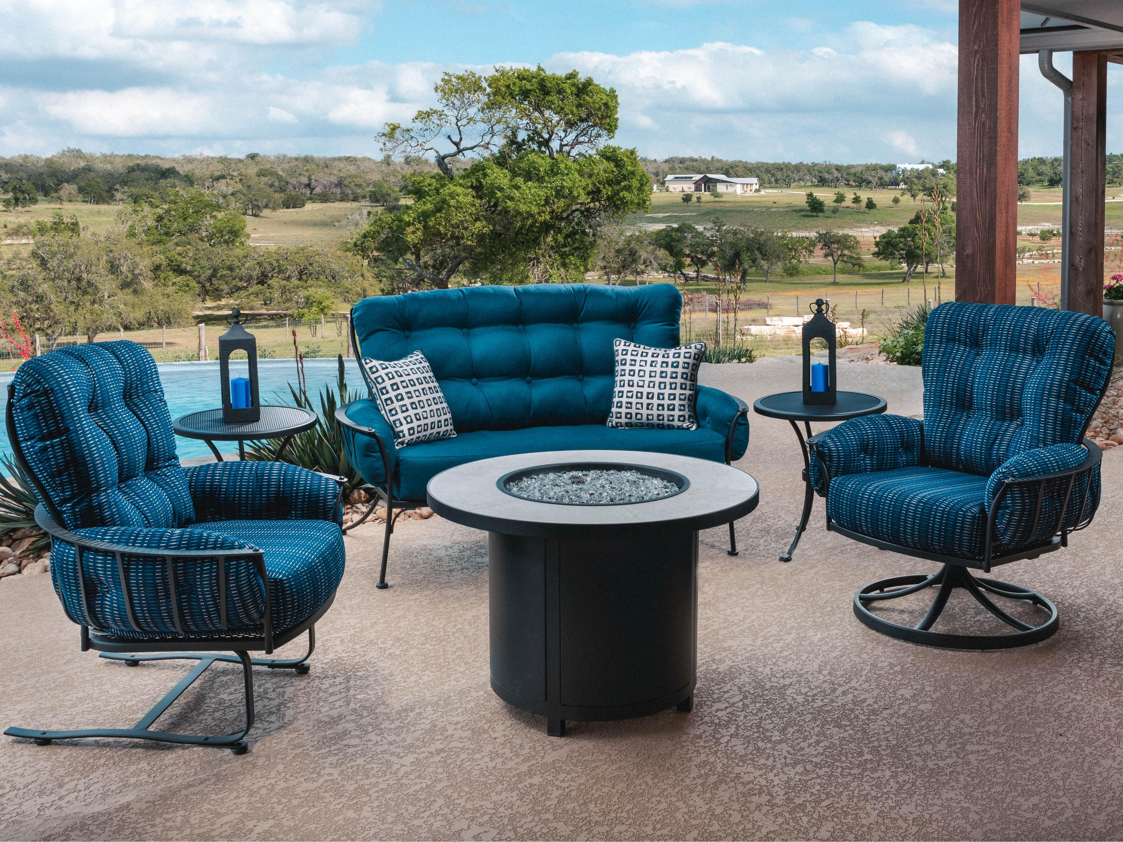 OW Lee Monterra Wrought Iron Cushion Lounge Set