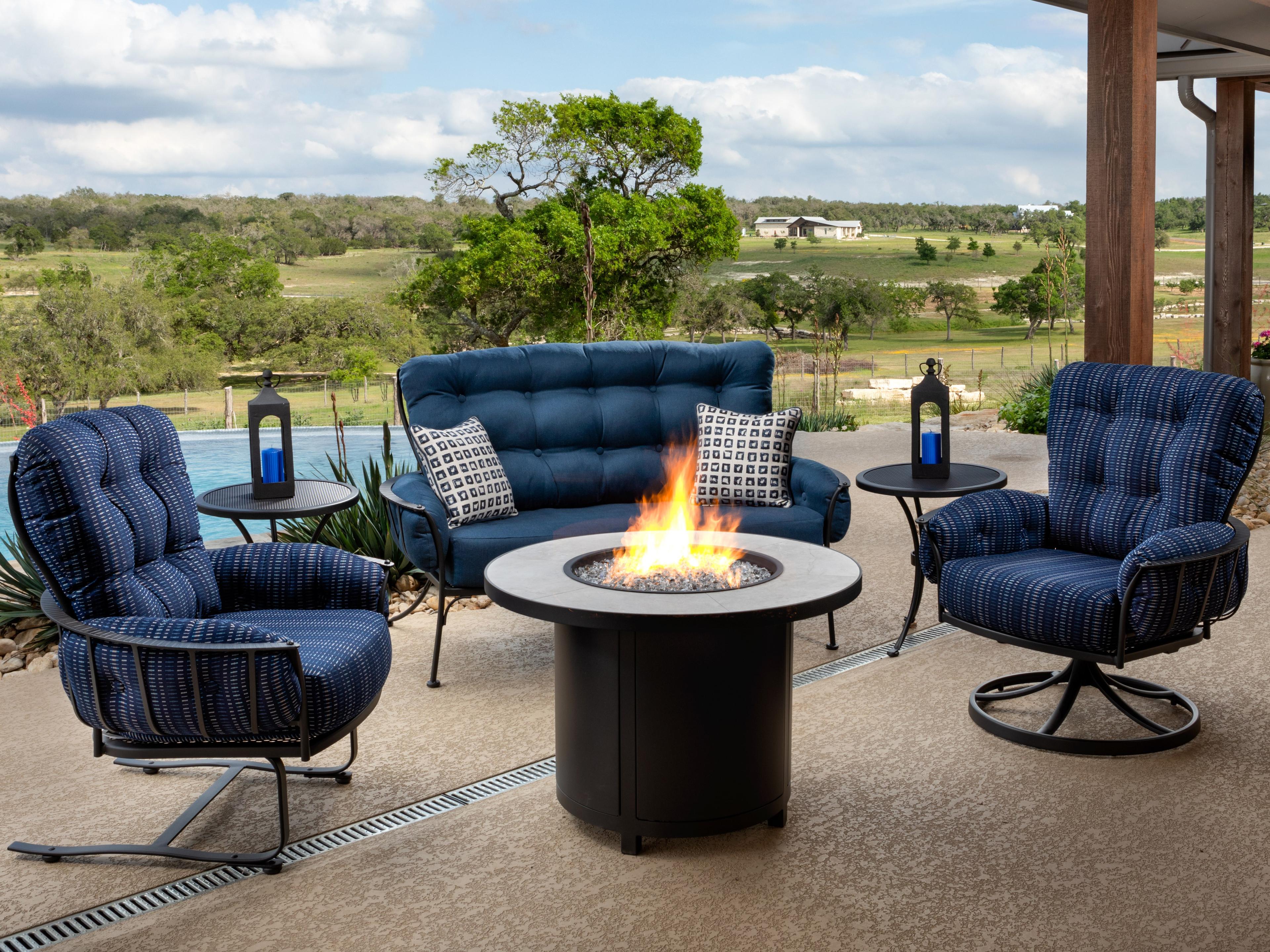 OW Lee Monterra Wrought Iron Cushion Lounge Set