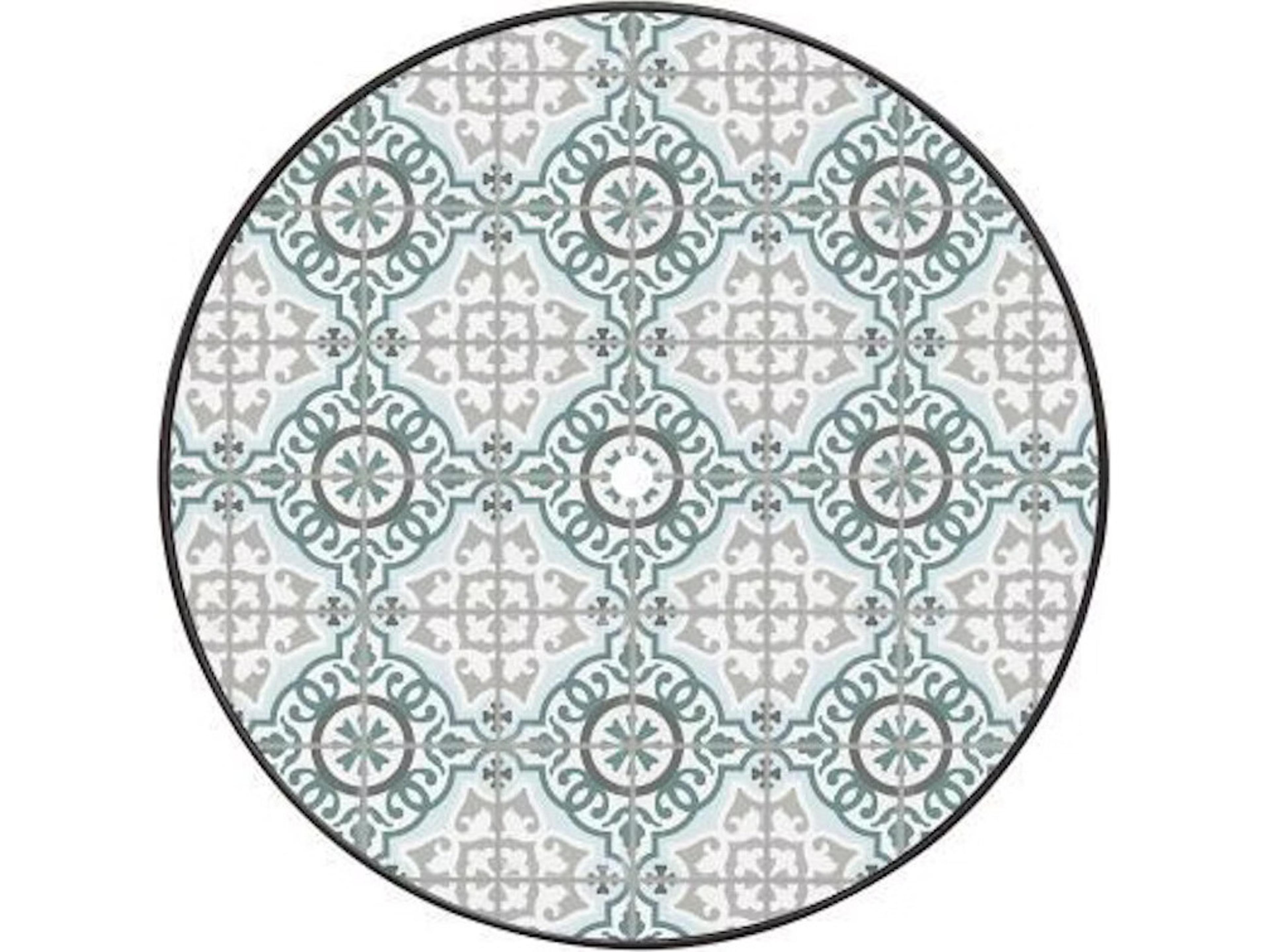 Valencia Porcelain Round Table Top with Aluminum Rim & Umbrella Hole