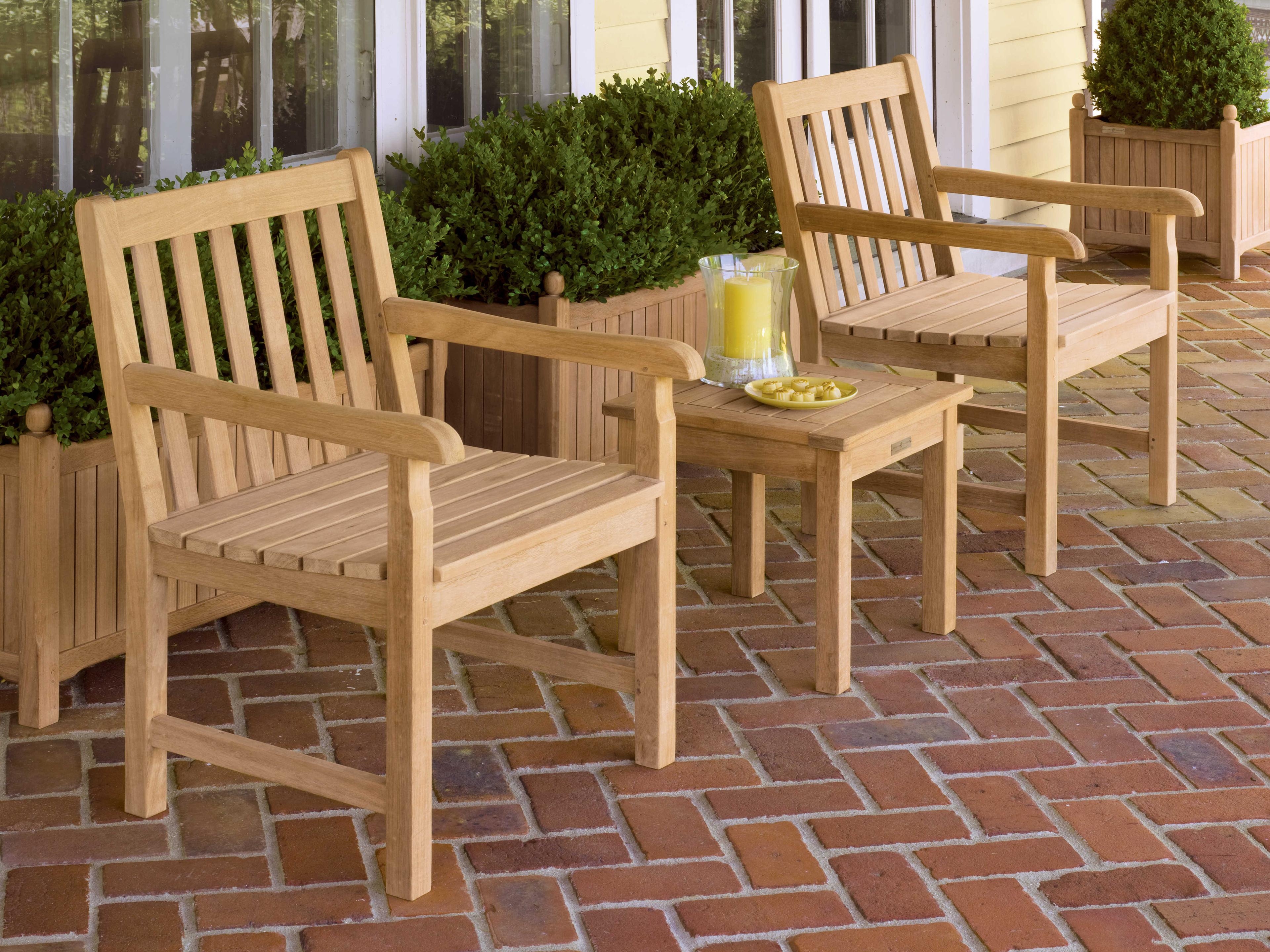 Classic Teak Natural 3 Piece Outdoor Patio Lounge Set
