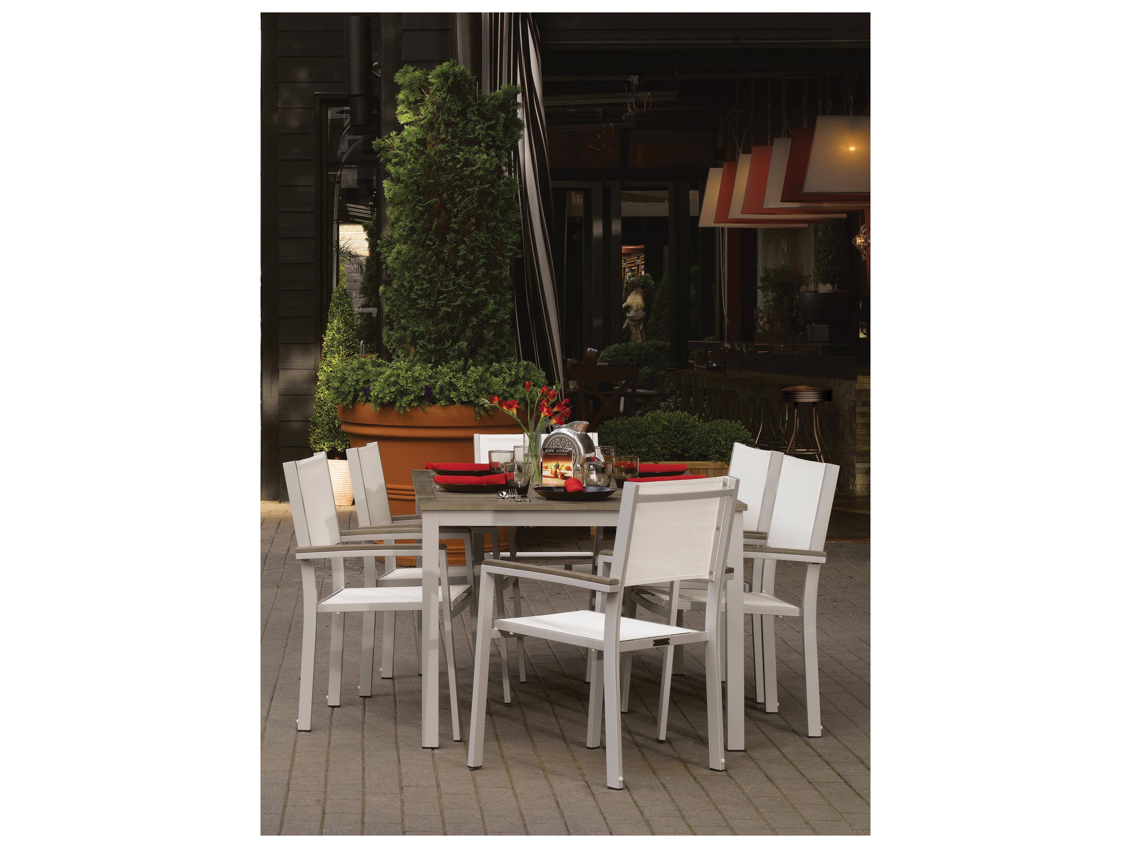 Oxford Garden Travira Aluminum Flint 7 Piece Patio Dining Set with Natural Sling