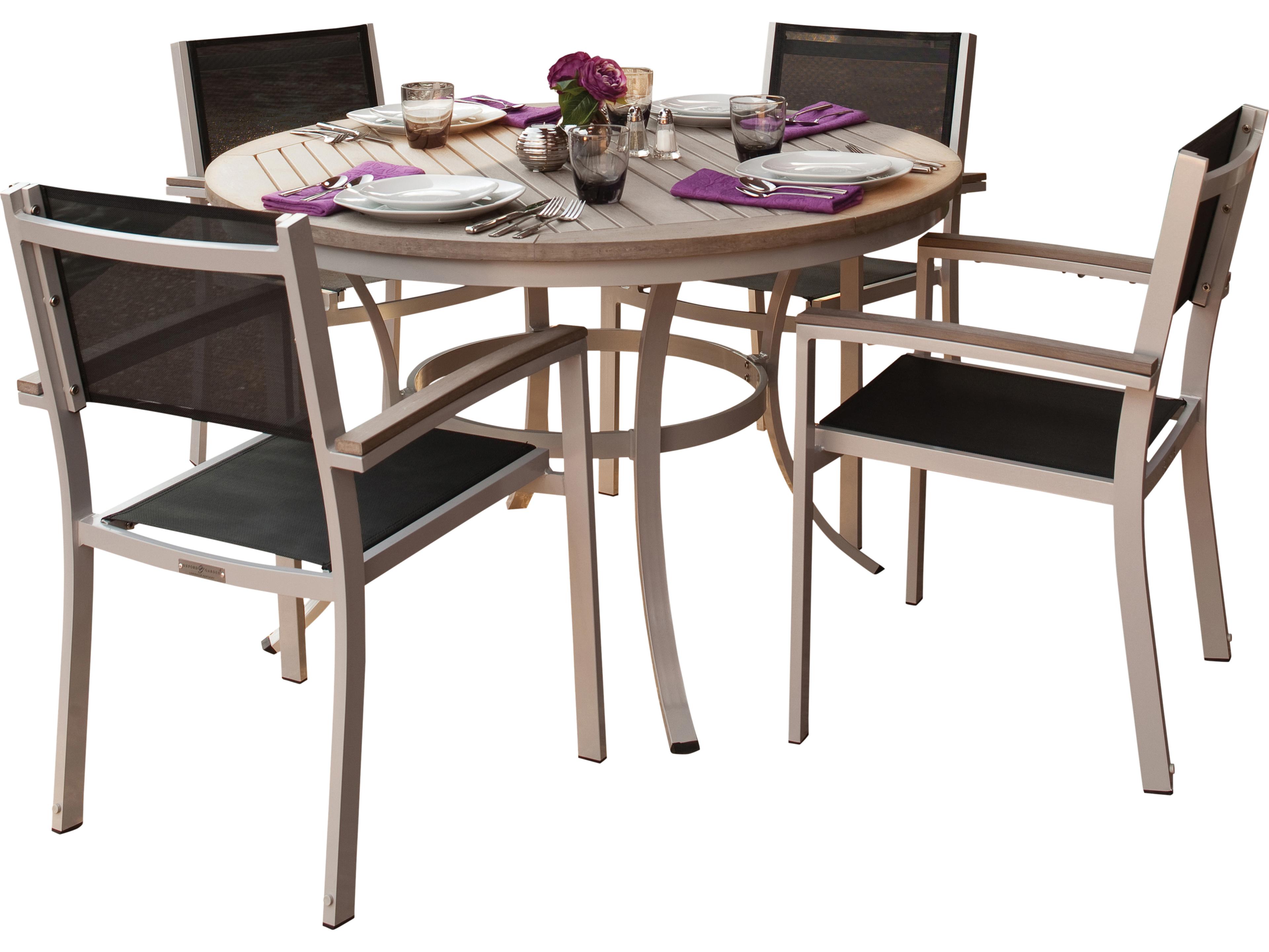 Travira Aluminum Flint 5 Piece Outdoor Dining Set with Black Sling