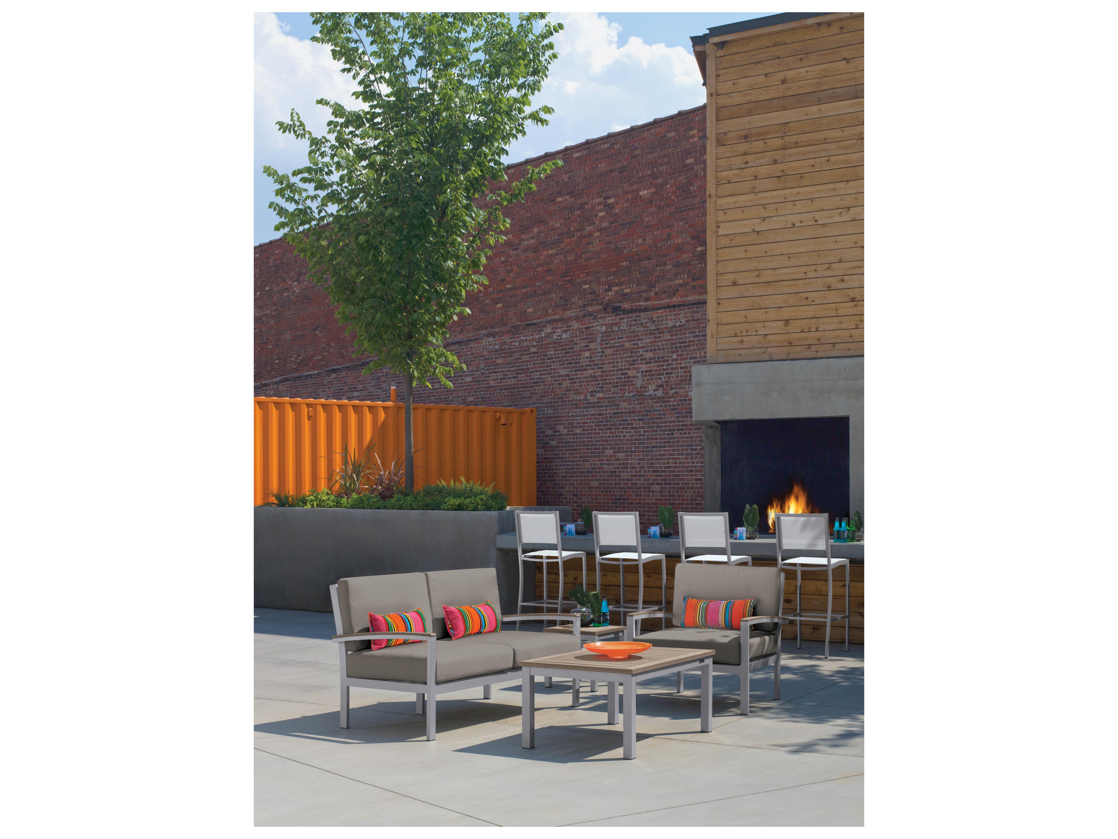 Oxford Garden Travira Aluminum Flint 4 Piece Patio Lounge Set with Stone Cushions