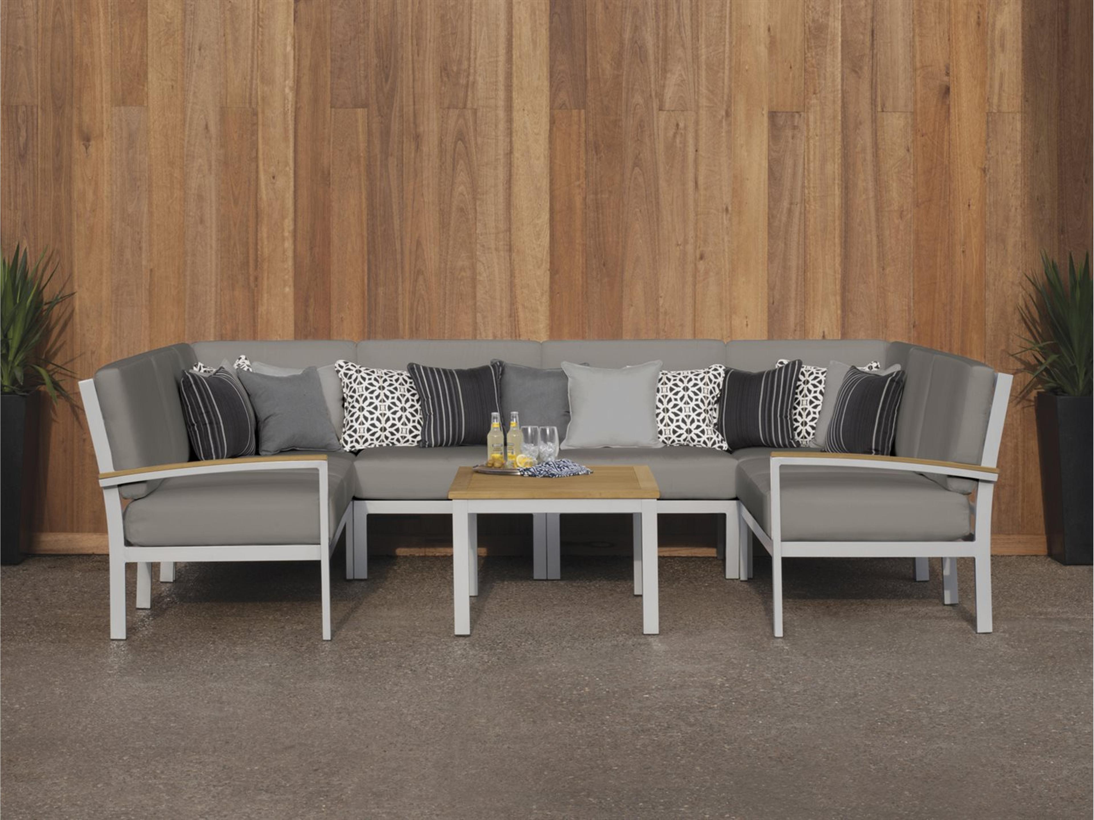 Travira 7 Piece Modular Aluminum Cushion Lounge Sectional and Table Set