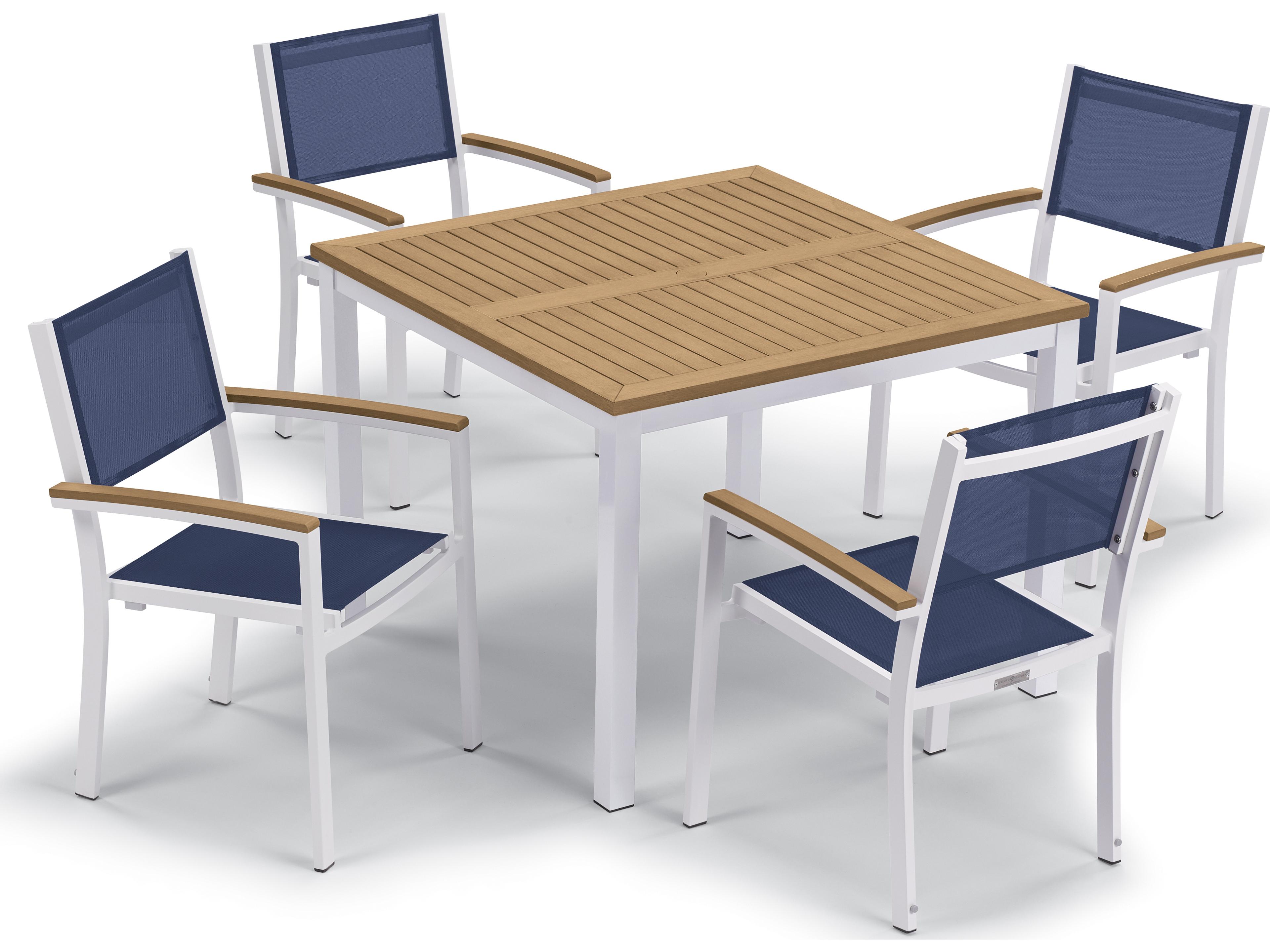 Travira Aluminum Chalk 5 Piece Patio Dining Set with Ink Pen Sling