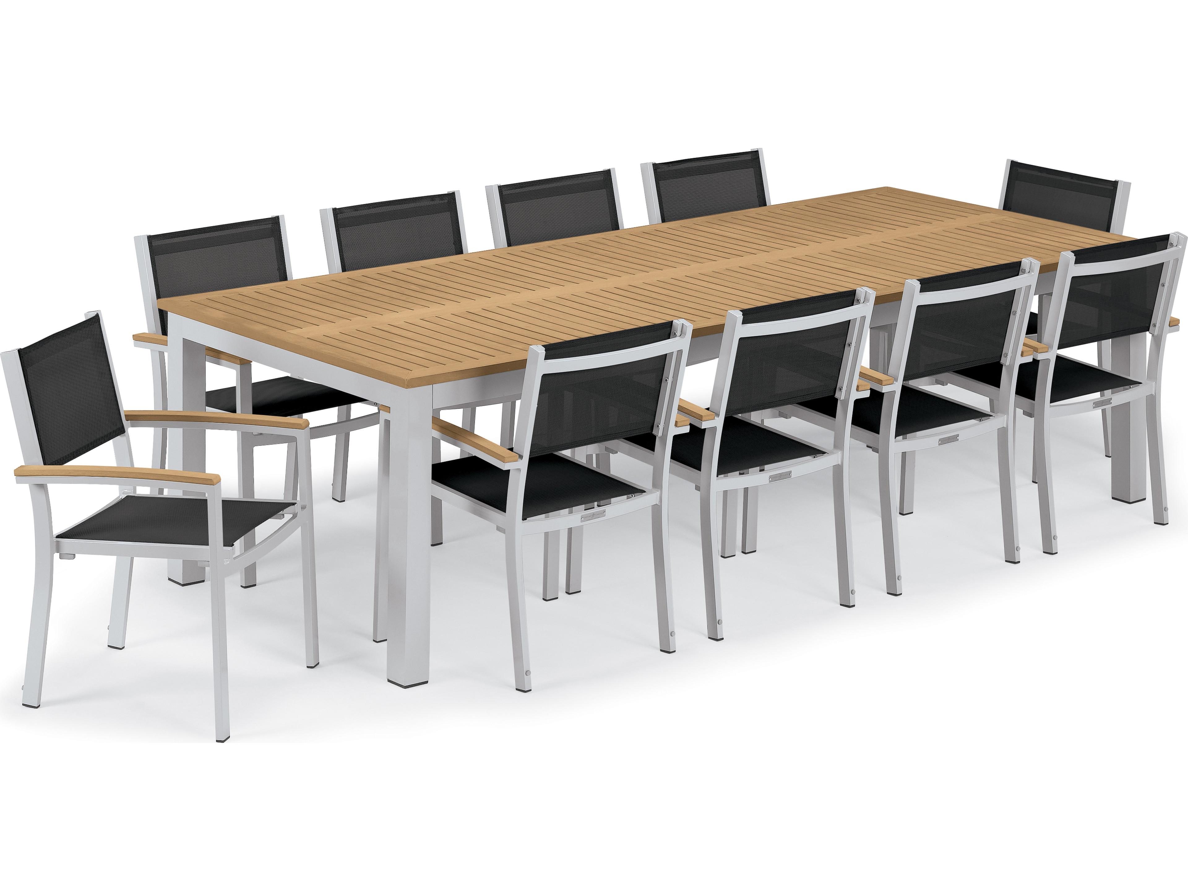 Travira Aluminum Flint 11 Piece Outdoor Dining Set with Black Sling