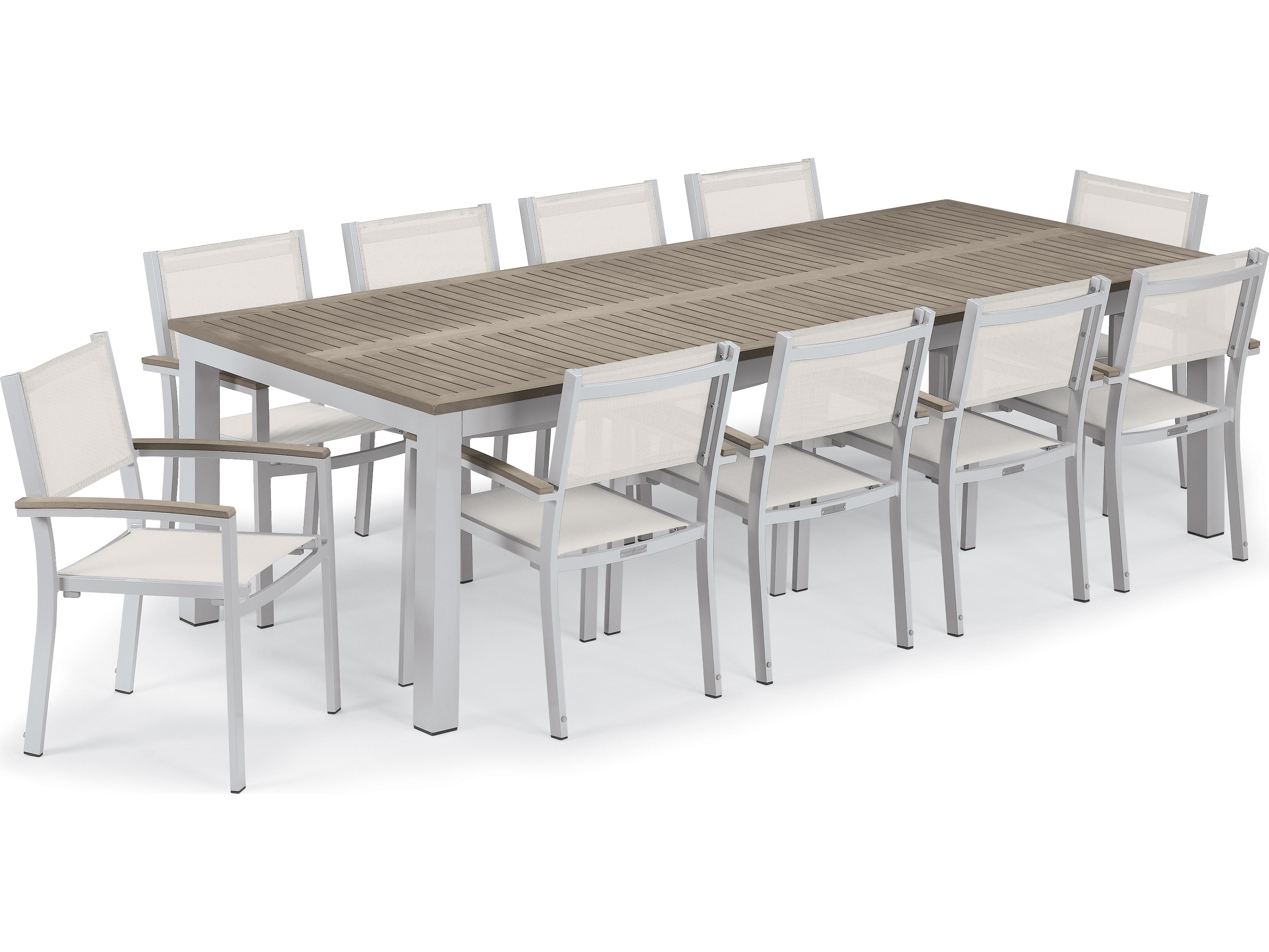 Travira Aluminum Flint 11 Piece Patio Dining Set with Natural Sling