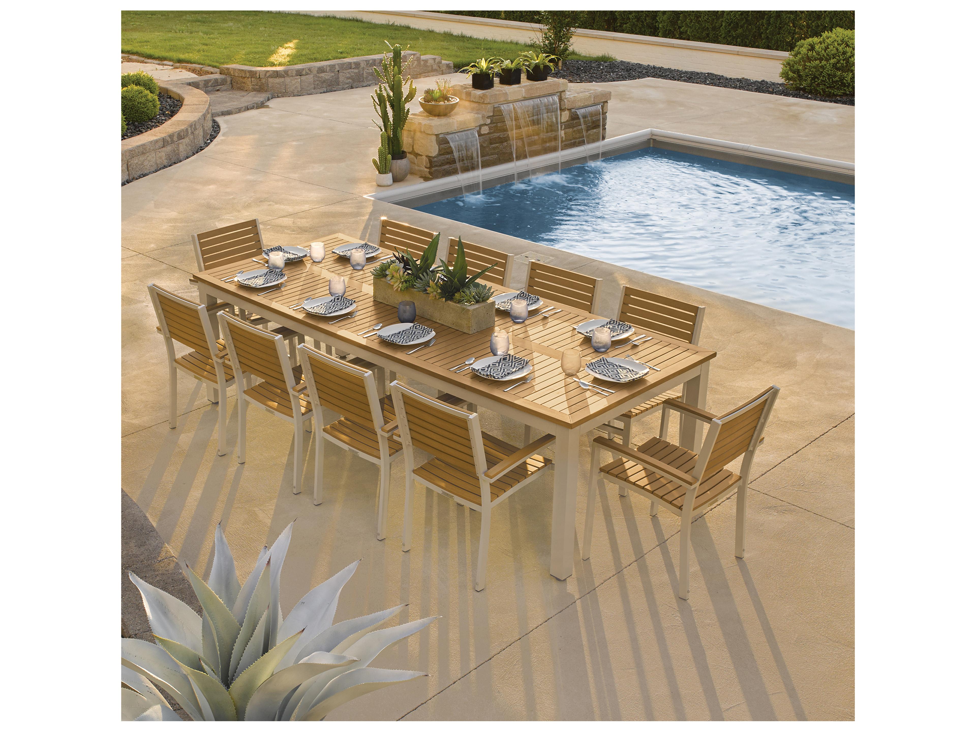 Oxford Garden Travira Aluminum Flint 11 Piece Patio Dining Set