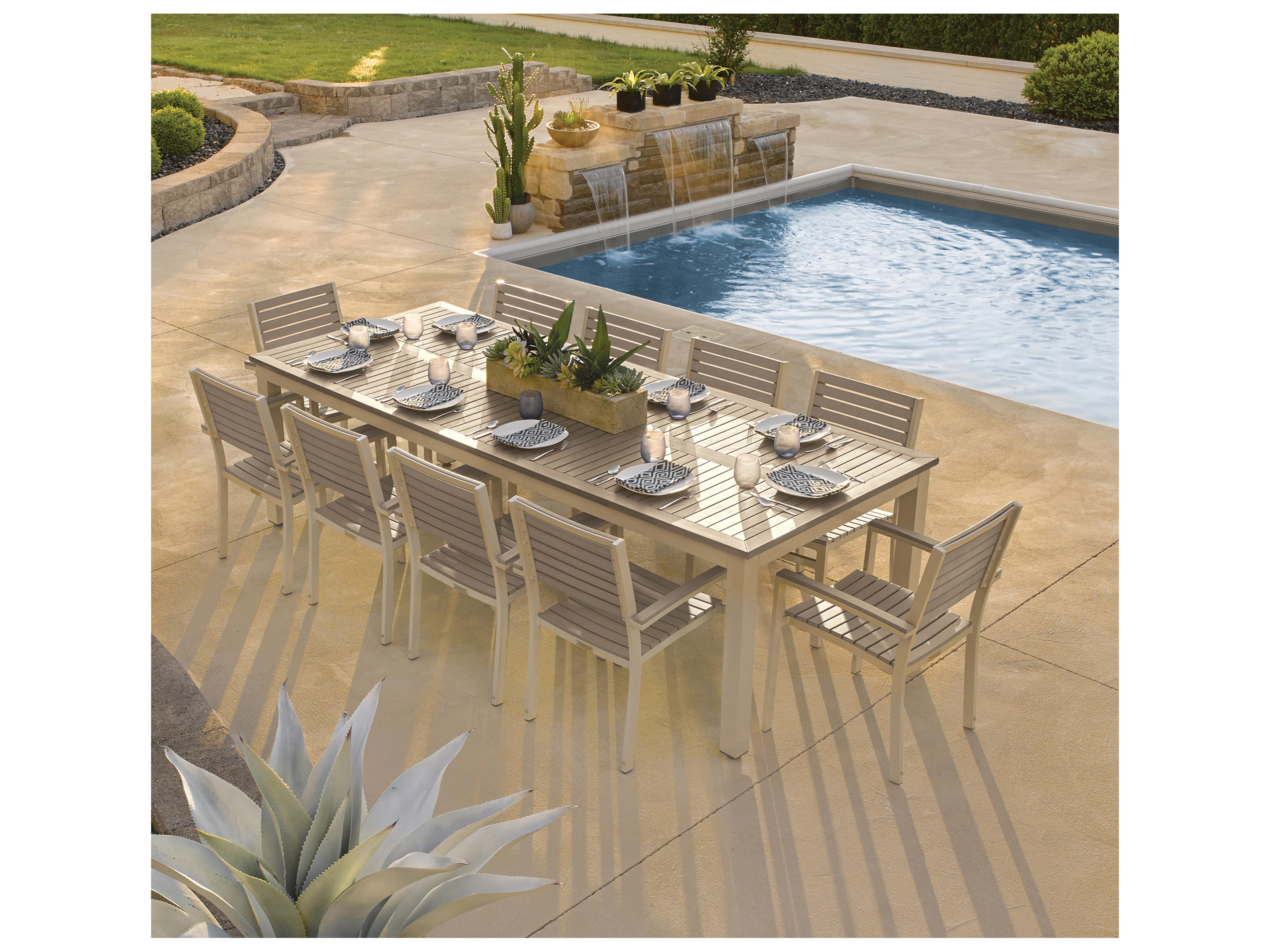 Oxford Garden Travira Aluminum Flint 11 Piece Outdoor Dining Set