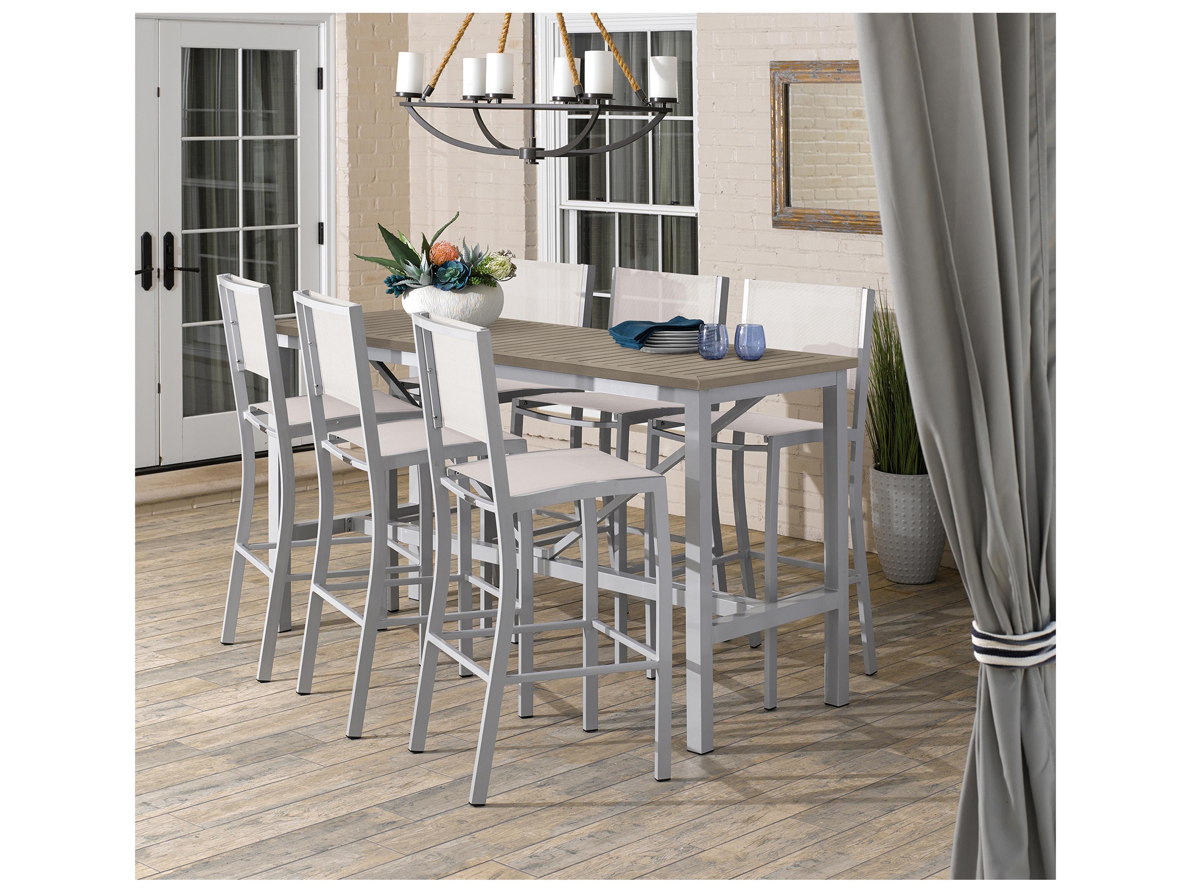 Oxford Garden Travira Aluminum Flint 7 Piece Bar Set with Natural Sling