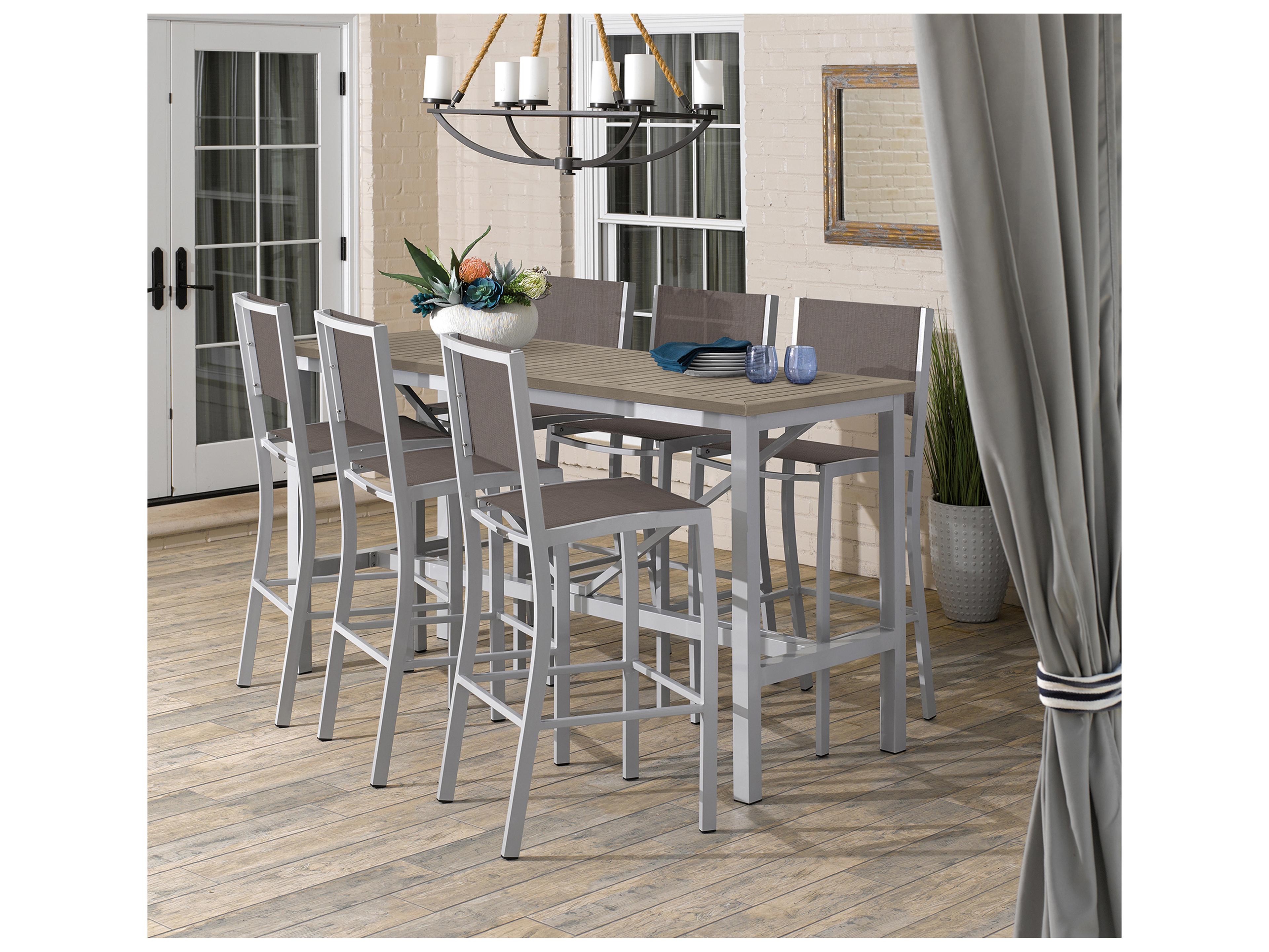 Oxford Garden Travira Aluminum Flint 7 Piece Bar Set with Cocoa Sling