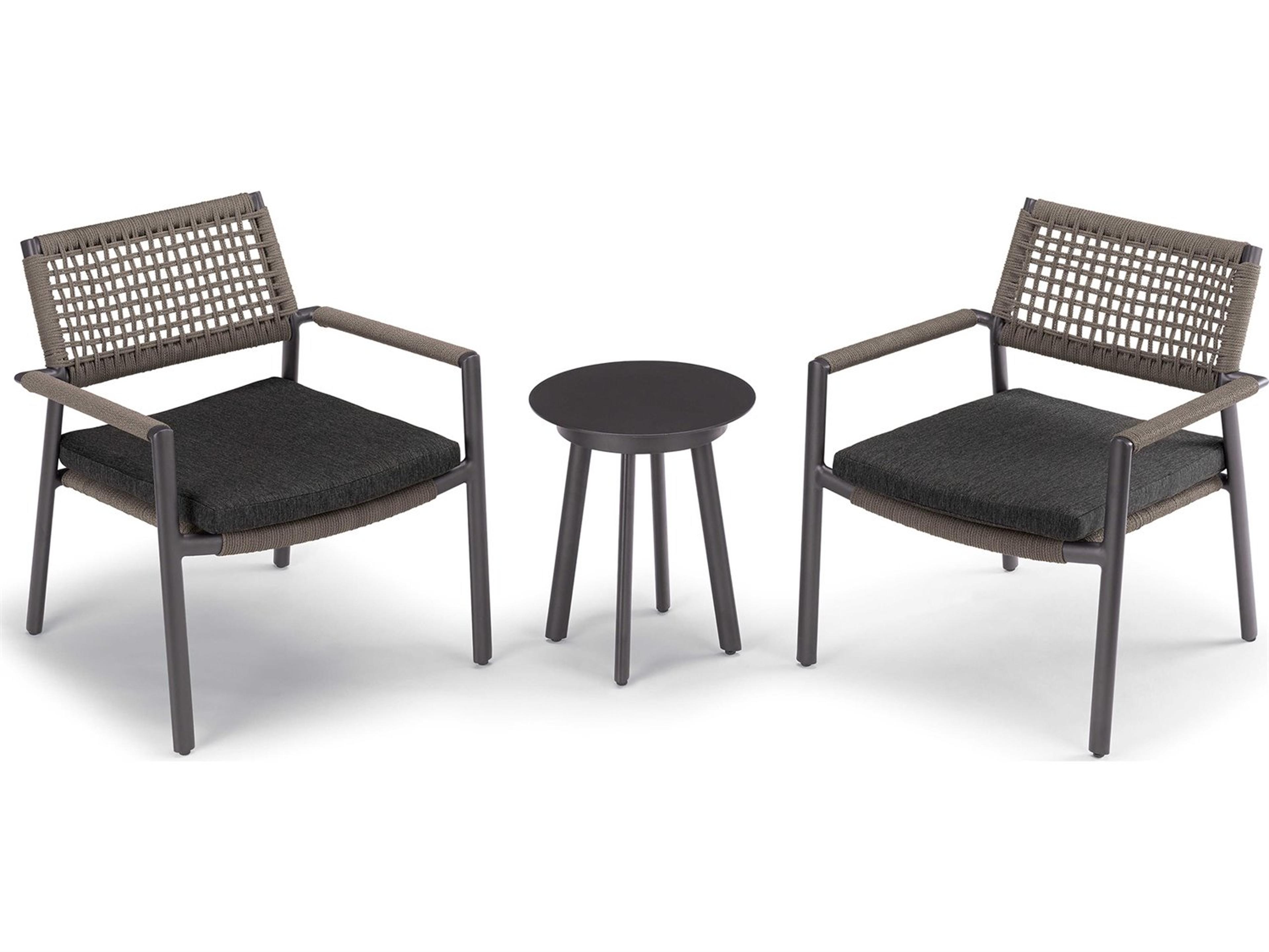 Eiland Mocha Pepper Carbon Aluminum Cushion Lounge Set 2 Chairs And Table