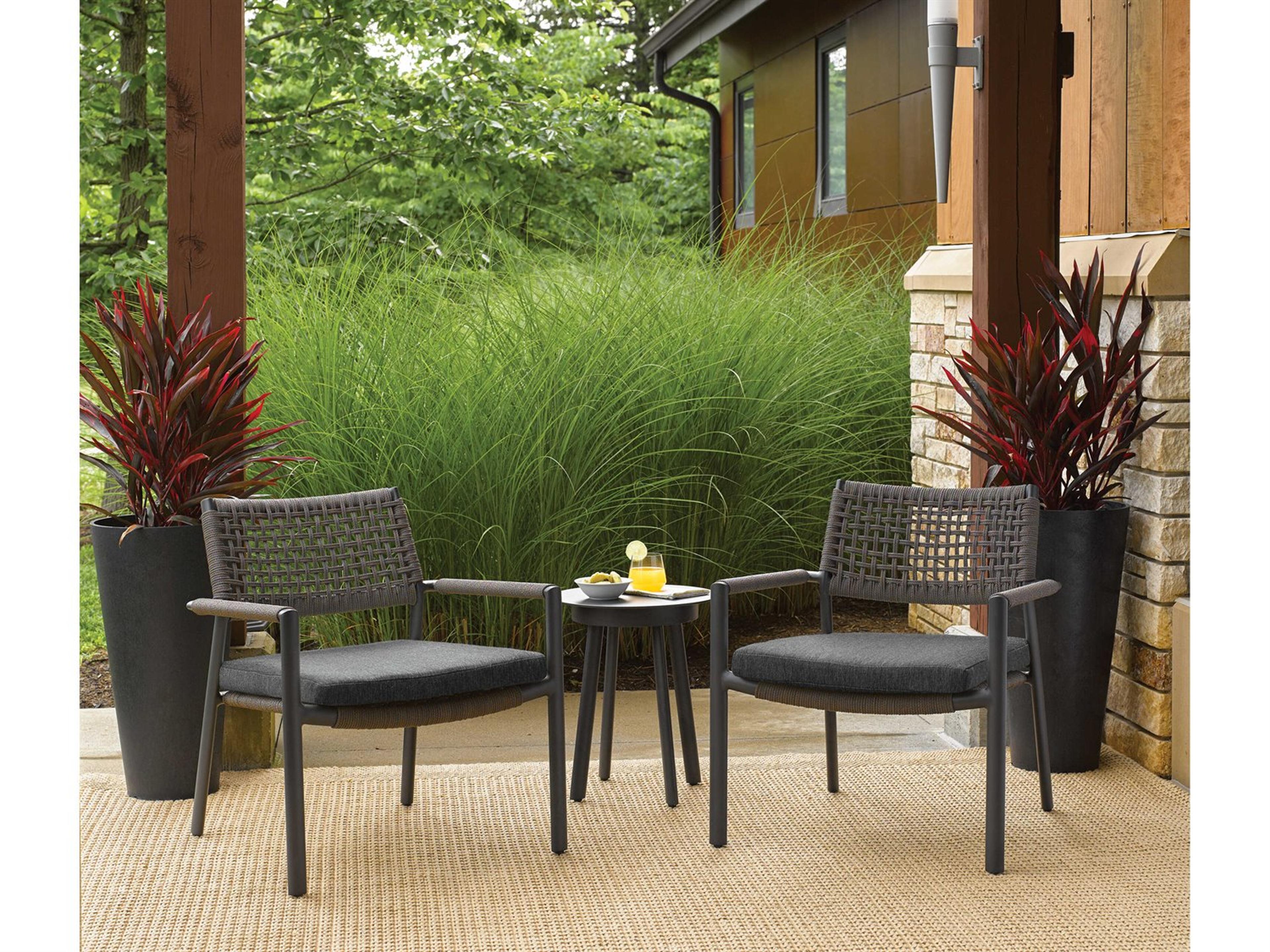 Oxford Garden Eiland Mocha Pepper Carbon Aluminum Cushion Lounge Set 2 Chairs And Table