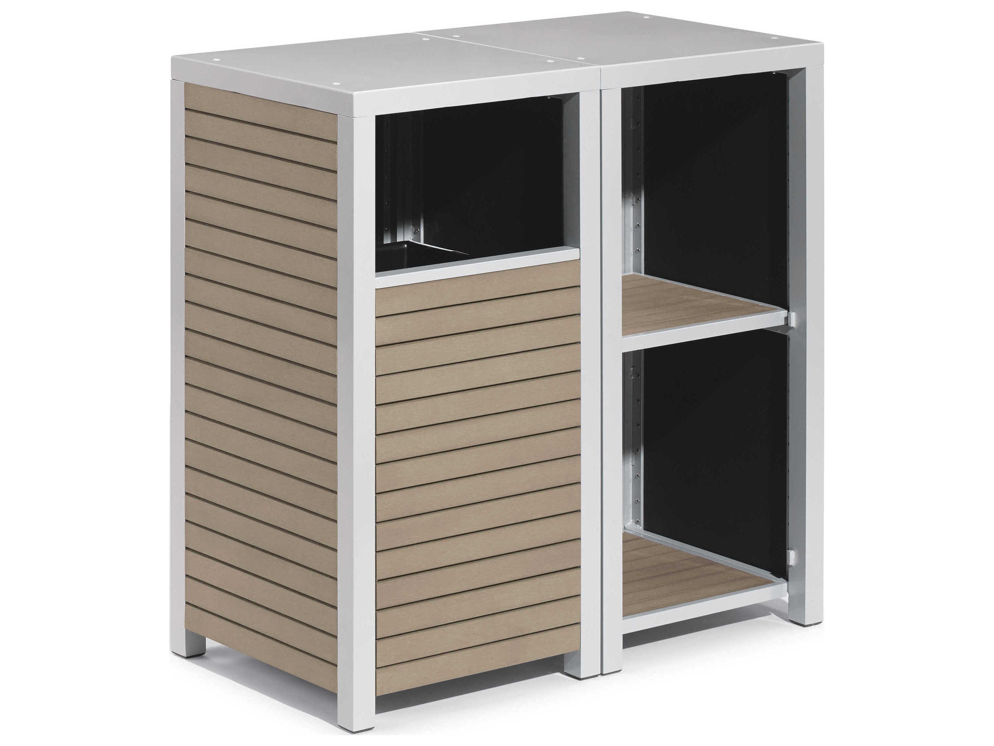 Travira 2 Piece Modular Valet Waste Receptacle and Shelves Bases Set