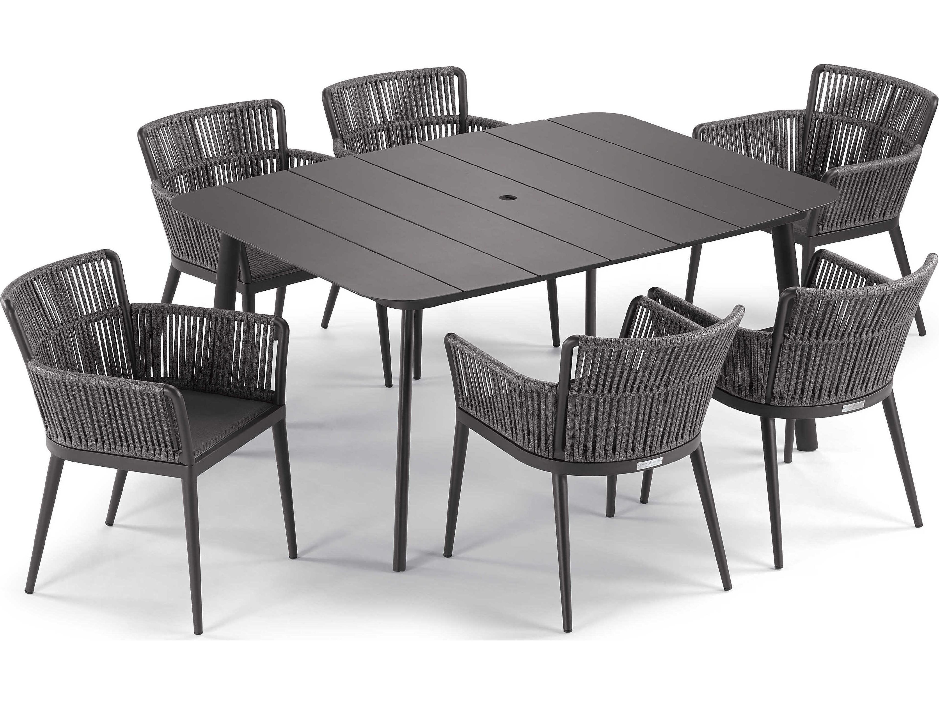 Nette 7 Piece Aluminum Dining Table & Armchair Set