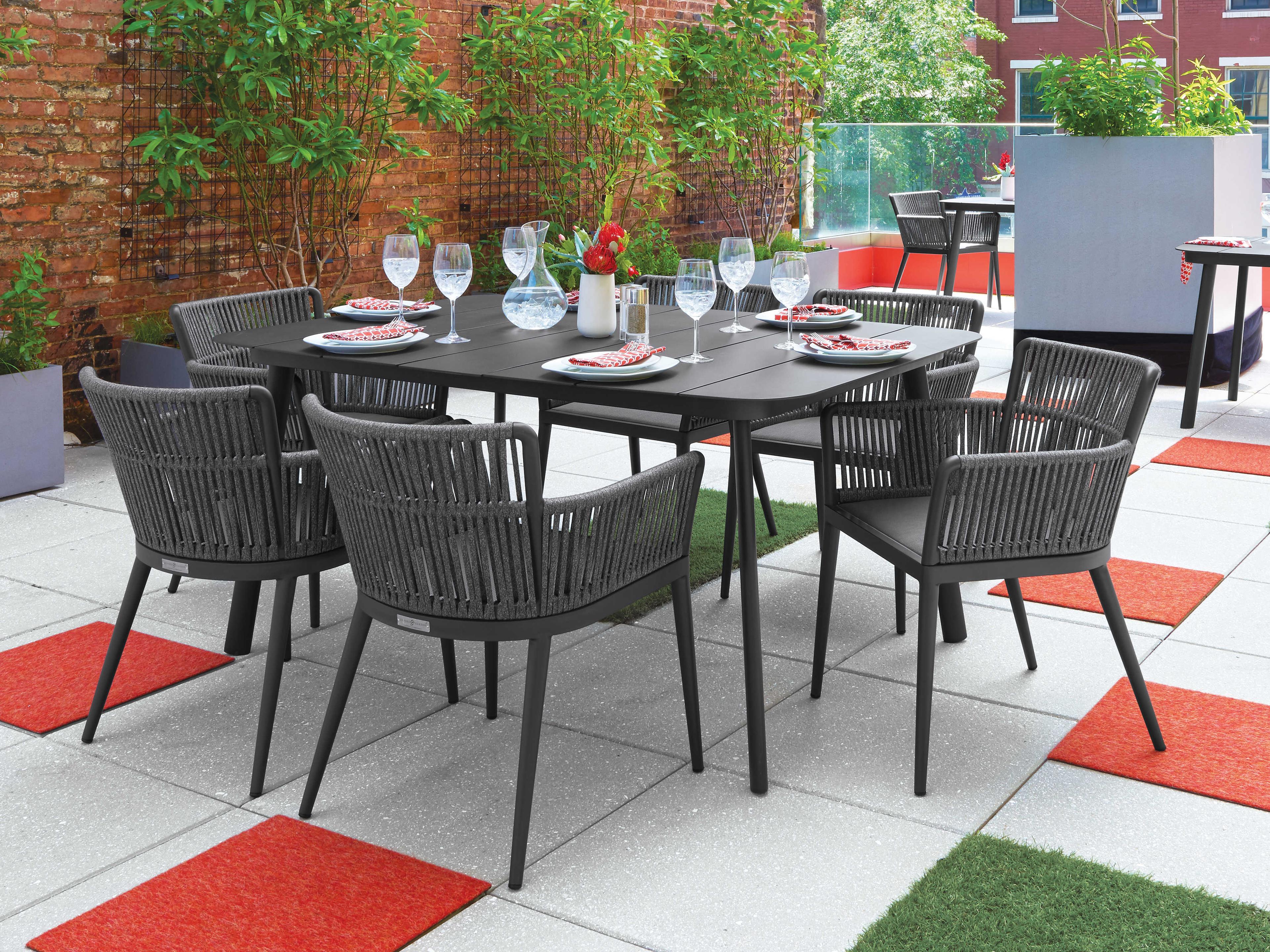 Oxford Garden Nette 7 Piece Aluminum Dining Table & Armchair Set