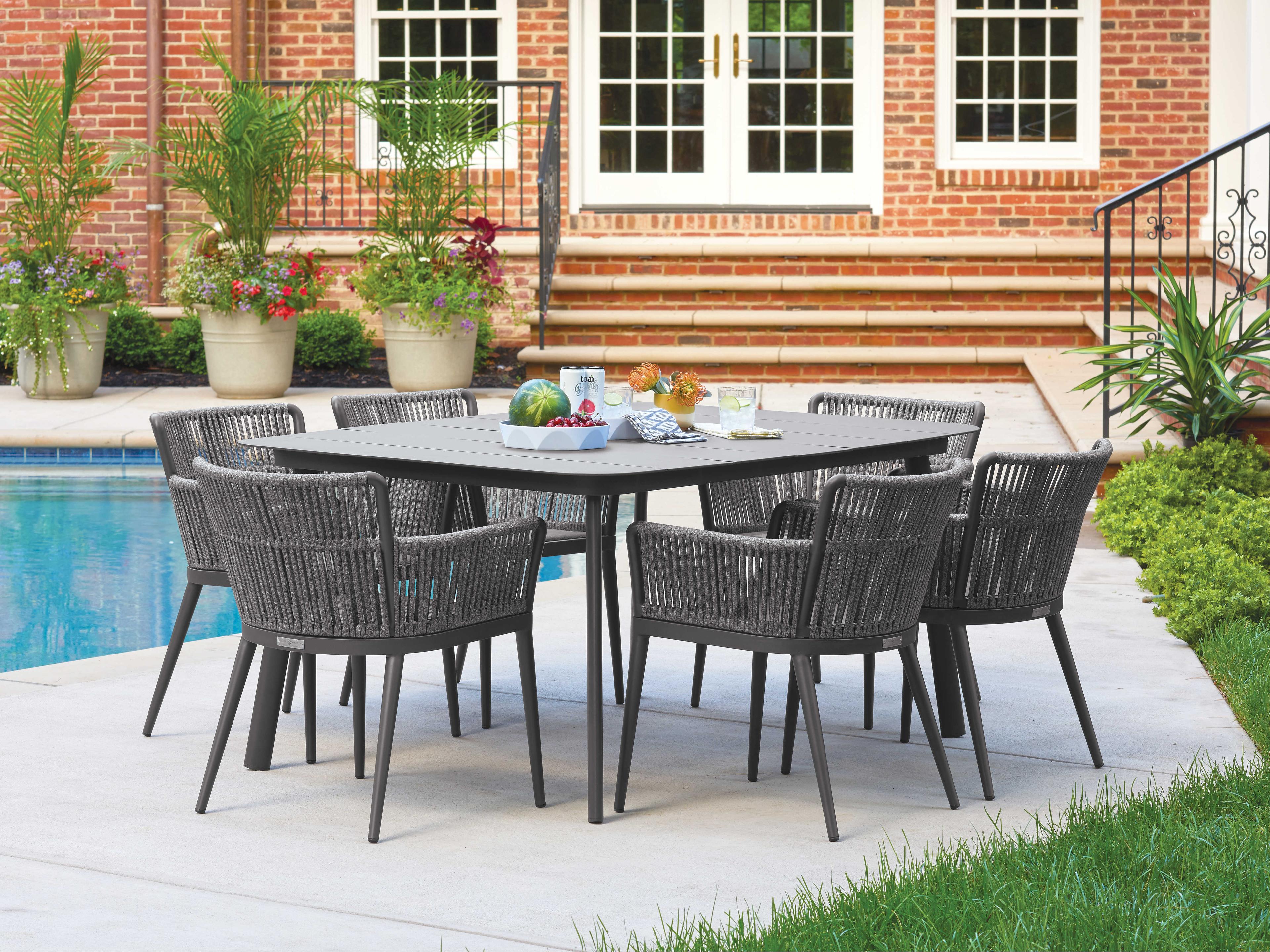Oxford Garden Nette 7 Piece Aluminum Dining Table & Armchair Set