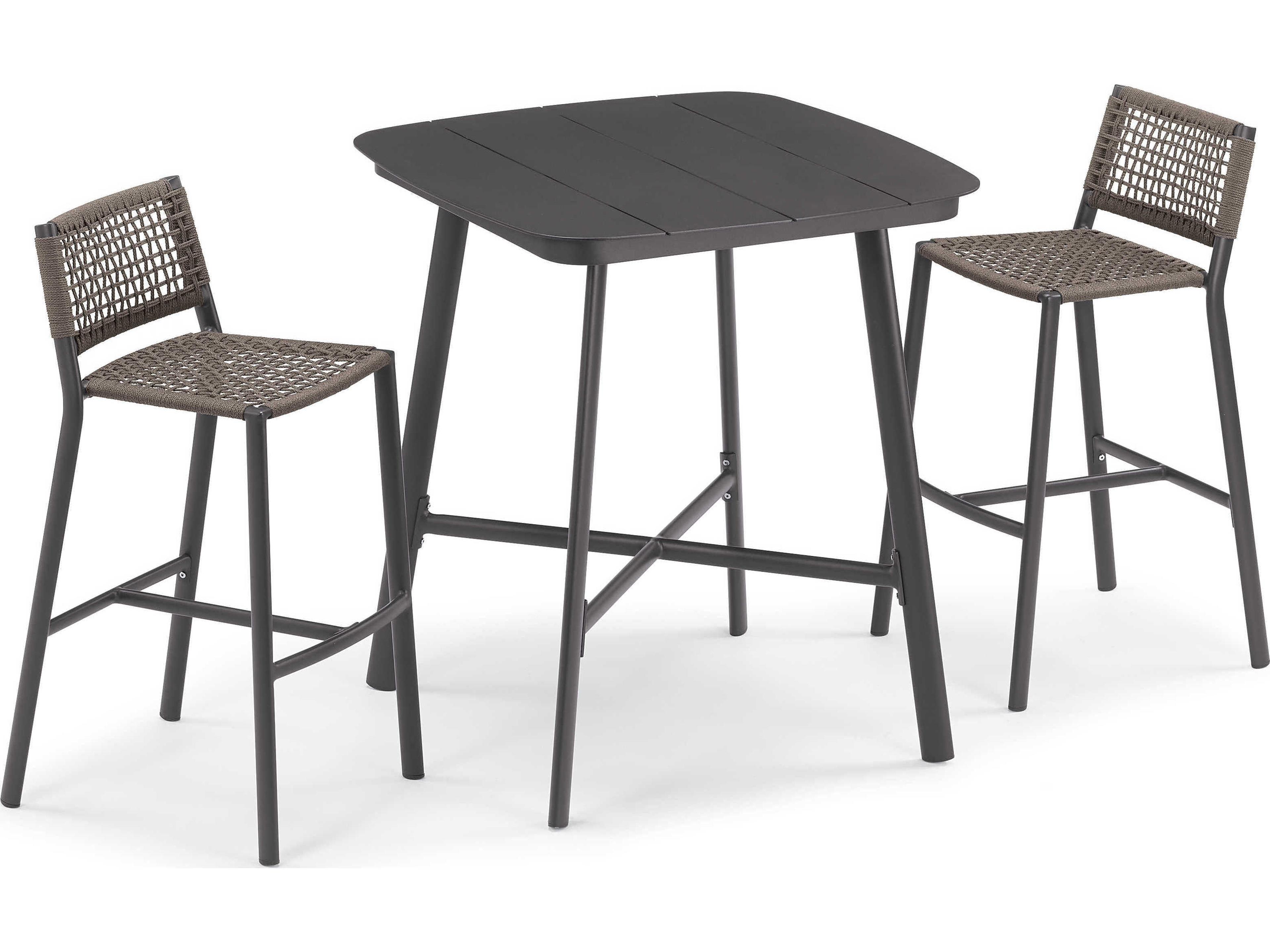 Eiland 2 Aluminum Bar Stools and Bar Table Set