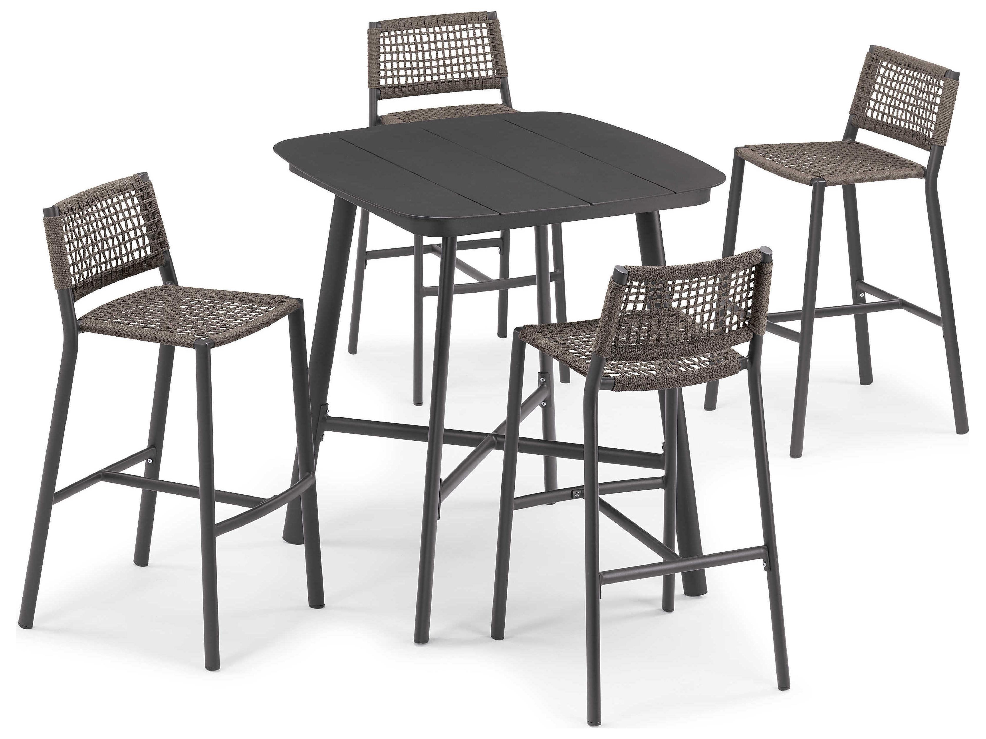 Eiland 4 Aluminum Bar Stools and Table Set