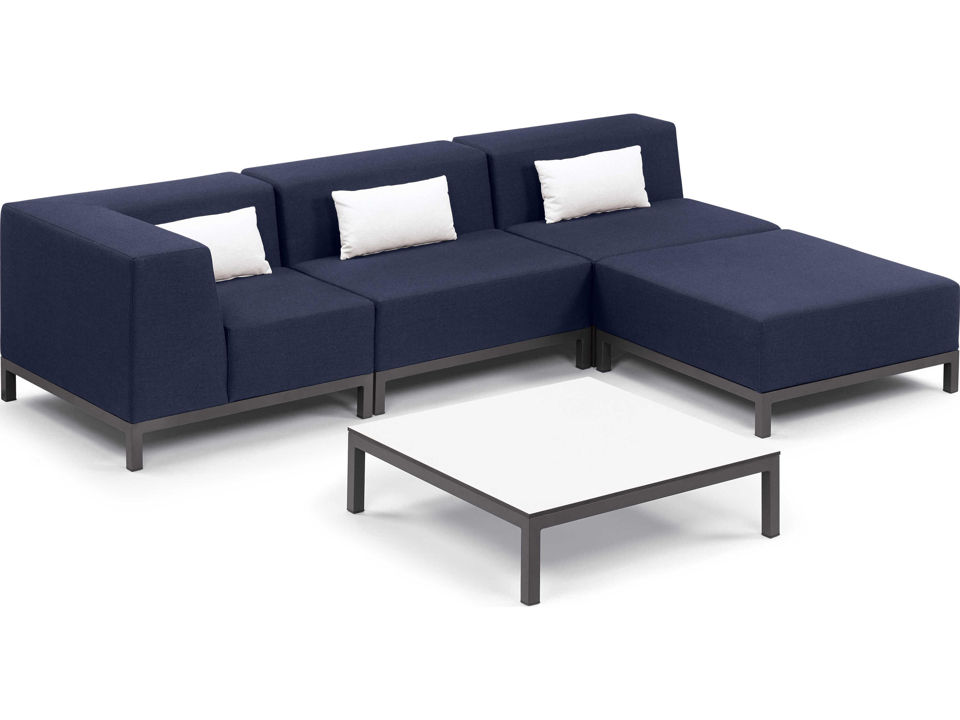 Koral 5 Piece Modular Aluminum Cushion Lounge Sectional Set and Table