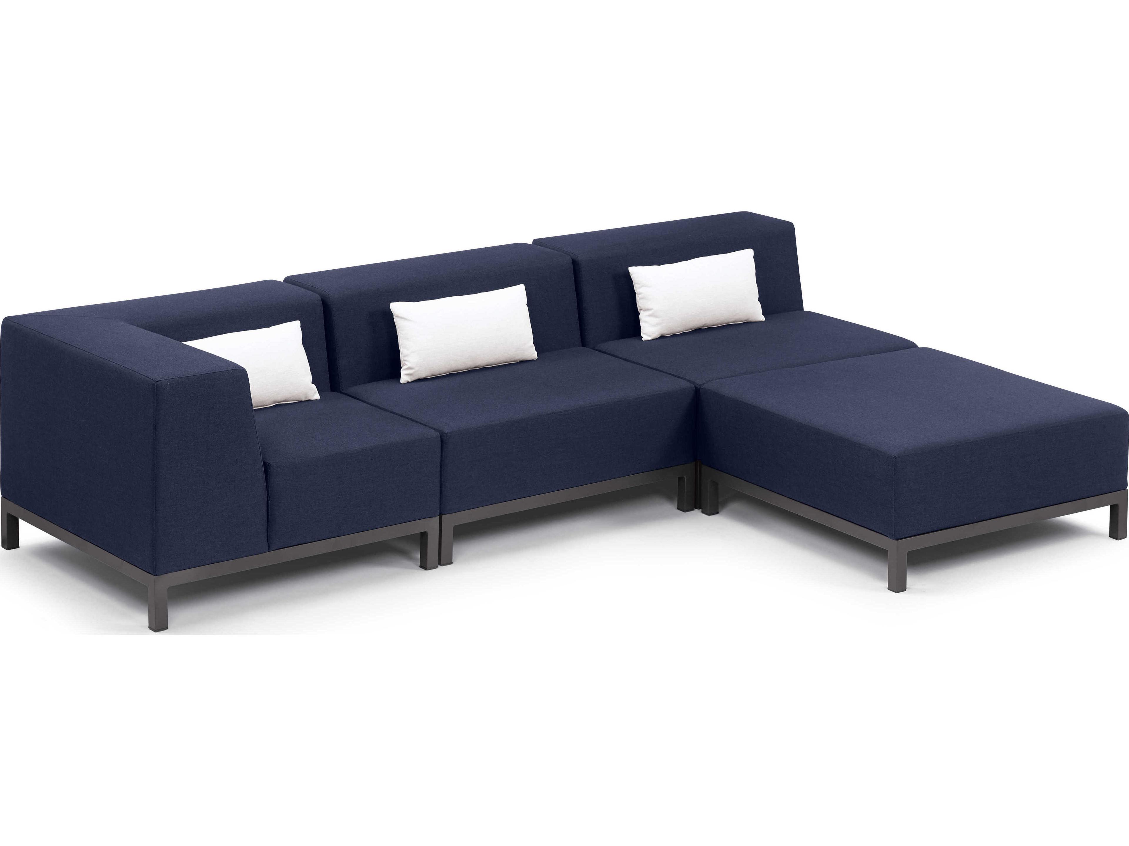 Koral 4 Piece Modular Aluminum Cushion Lounge Sectional Set