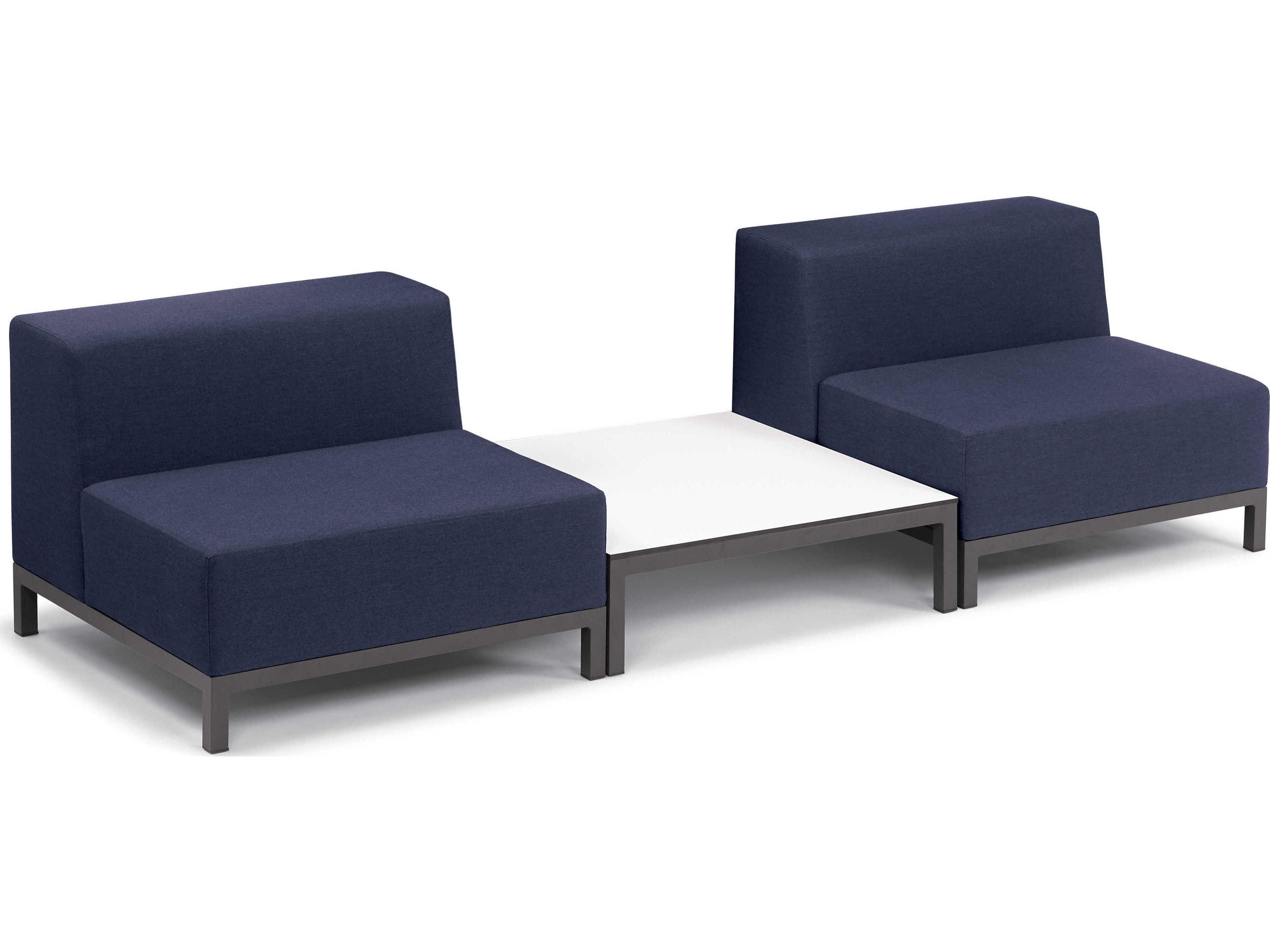 Koral 3 Piece Modular Aluminum Cushion Lounge Set - No Cushion