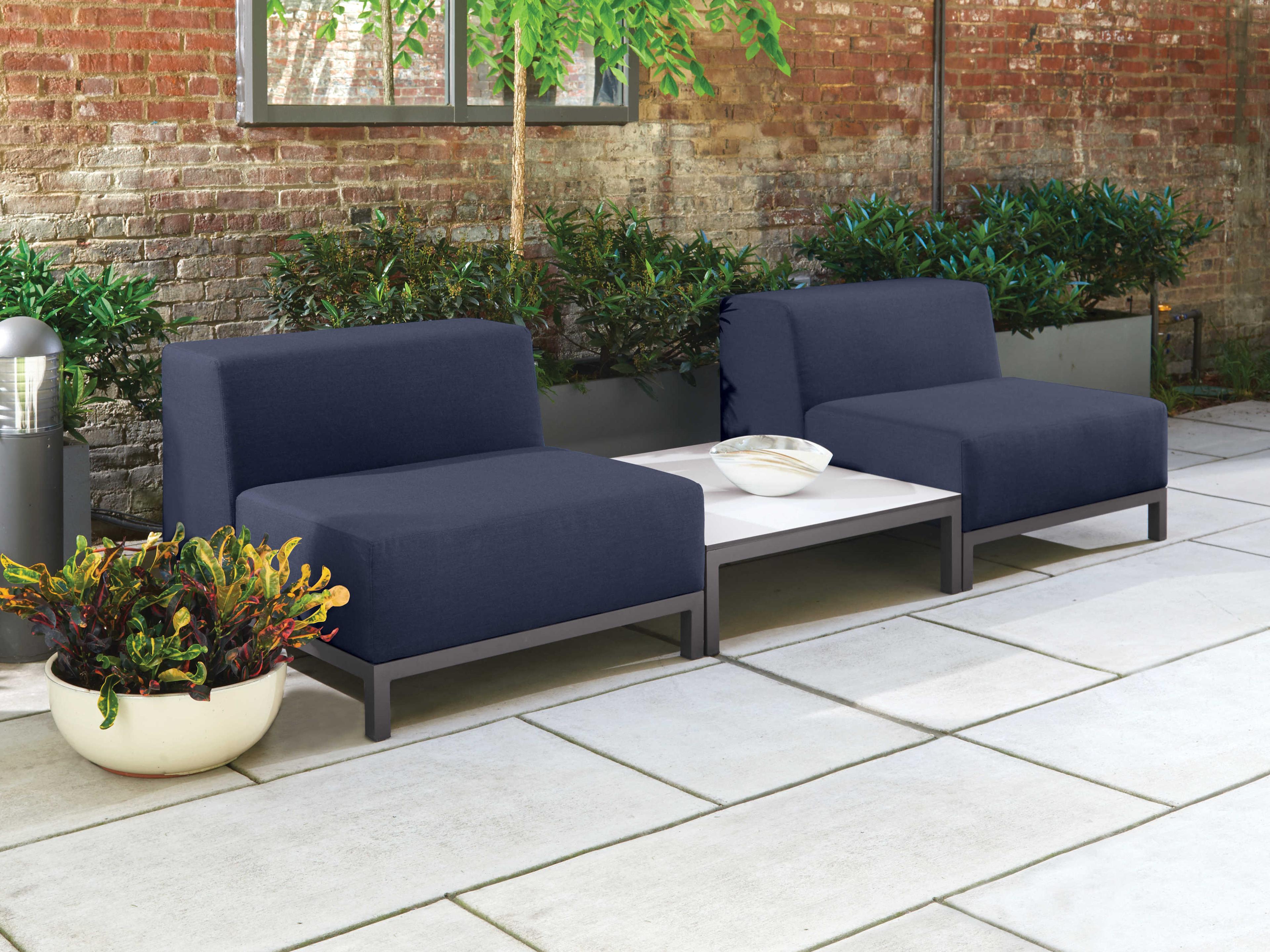 Oxford Garden Koral 3 Piece Modular Aluminum Cushion Lounge Set - No Cushion