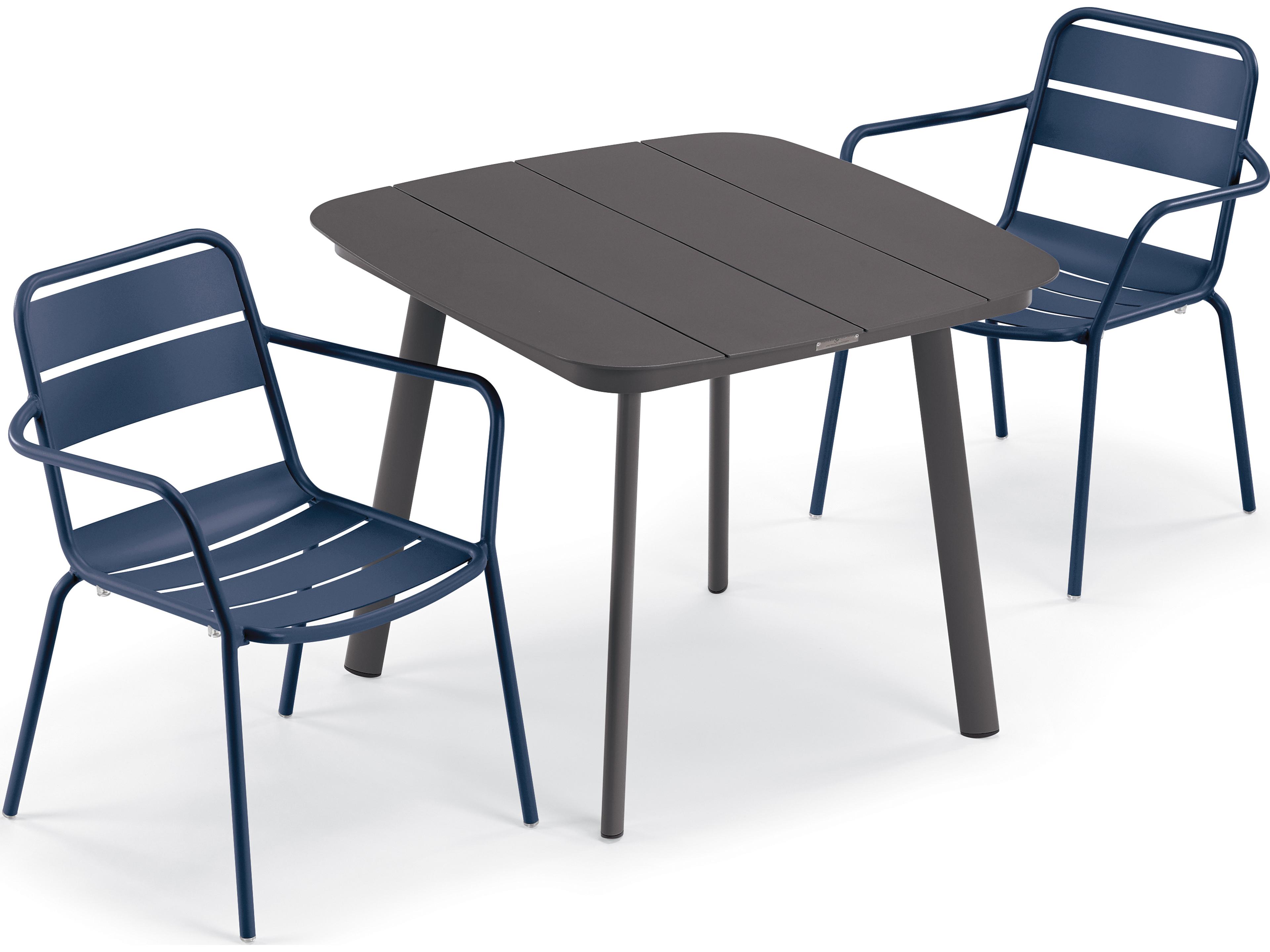 Kapri Aluminum Carbon/Prussian 3 Piece Outdoor Dining Set