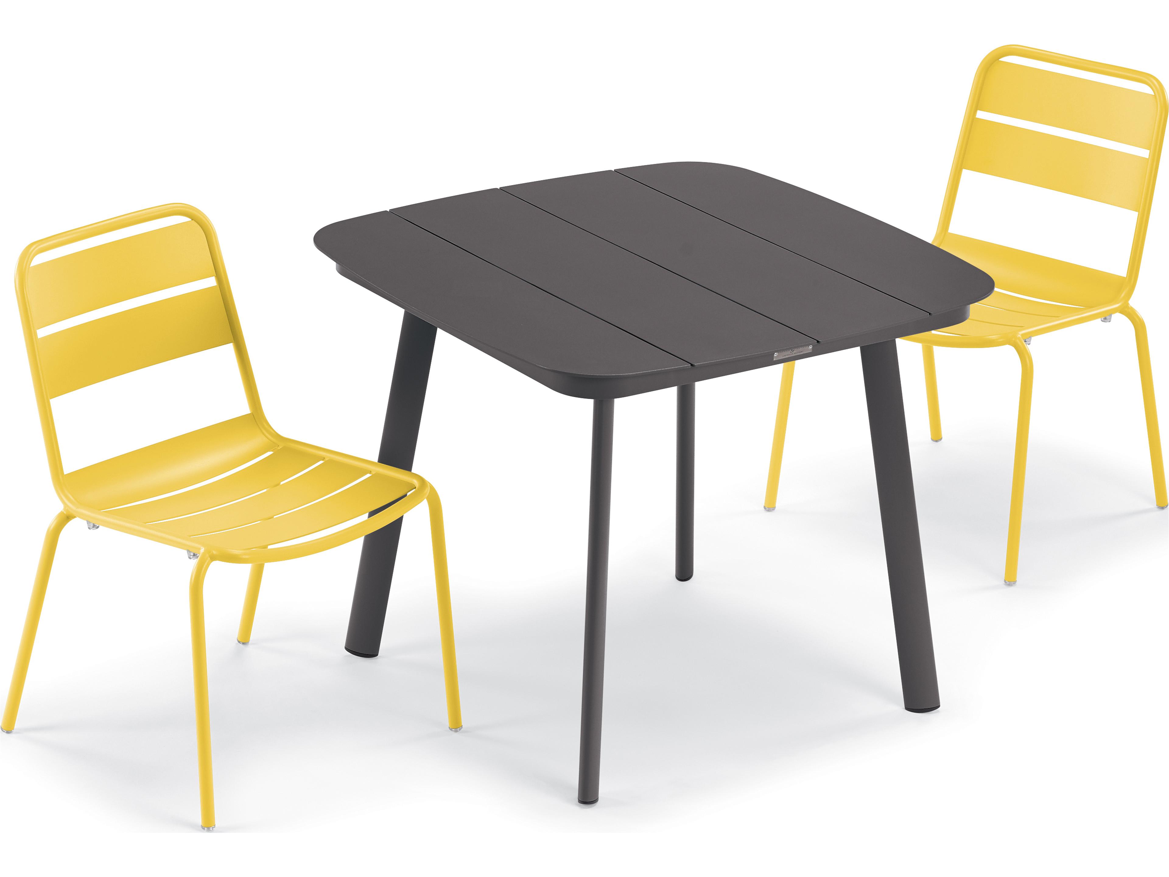 Kapri Aluminum Carbon/Saffron 3 Piece Outdoor Dining Set