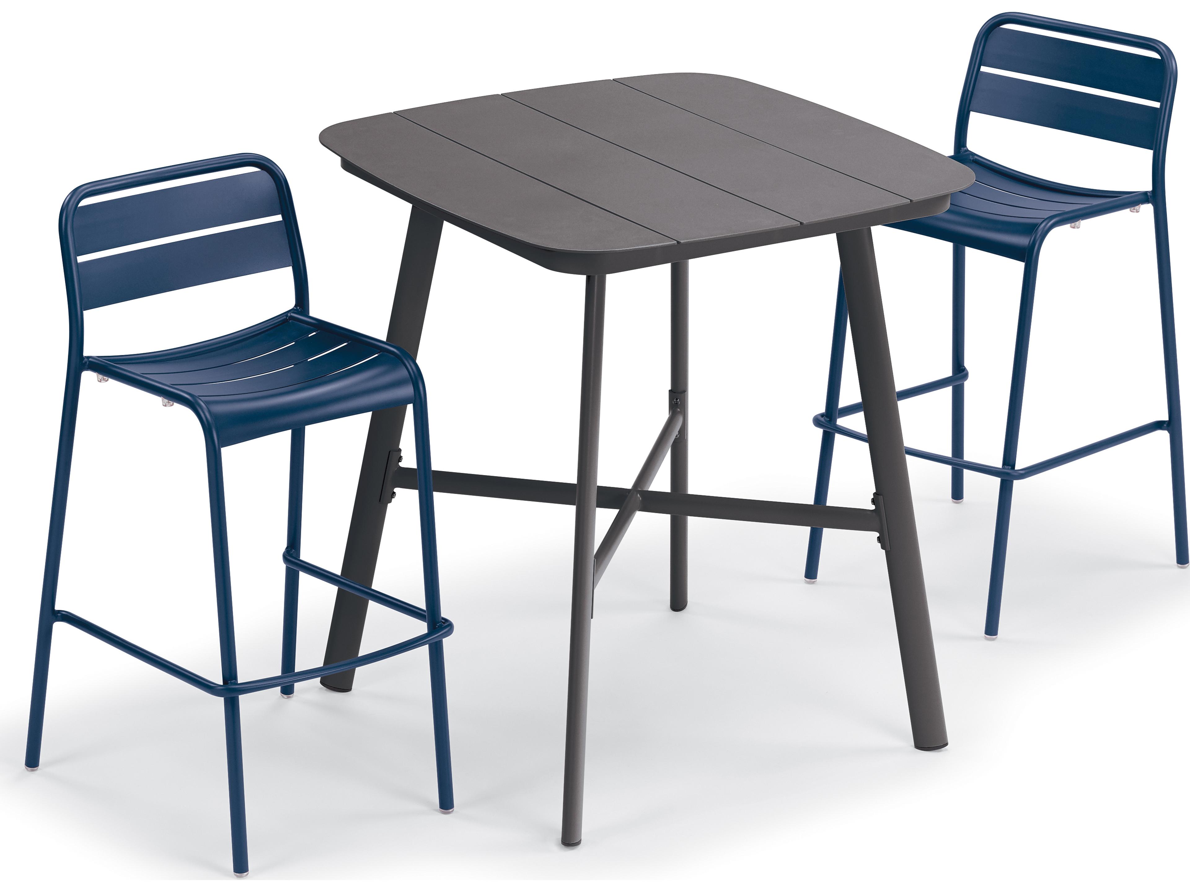 Kapri Aluminum Carbon/Prussian 3 Piece Bar Table Set