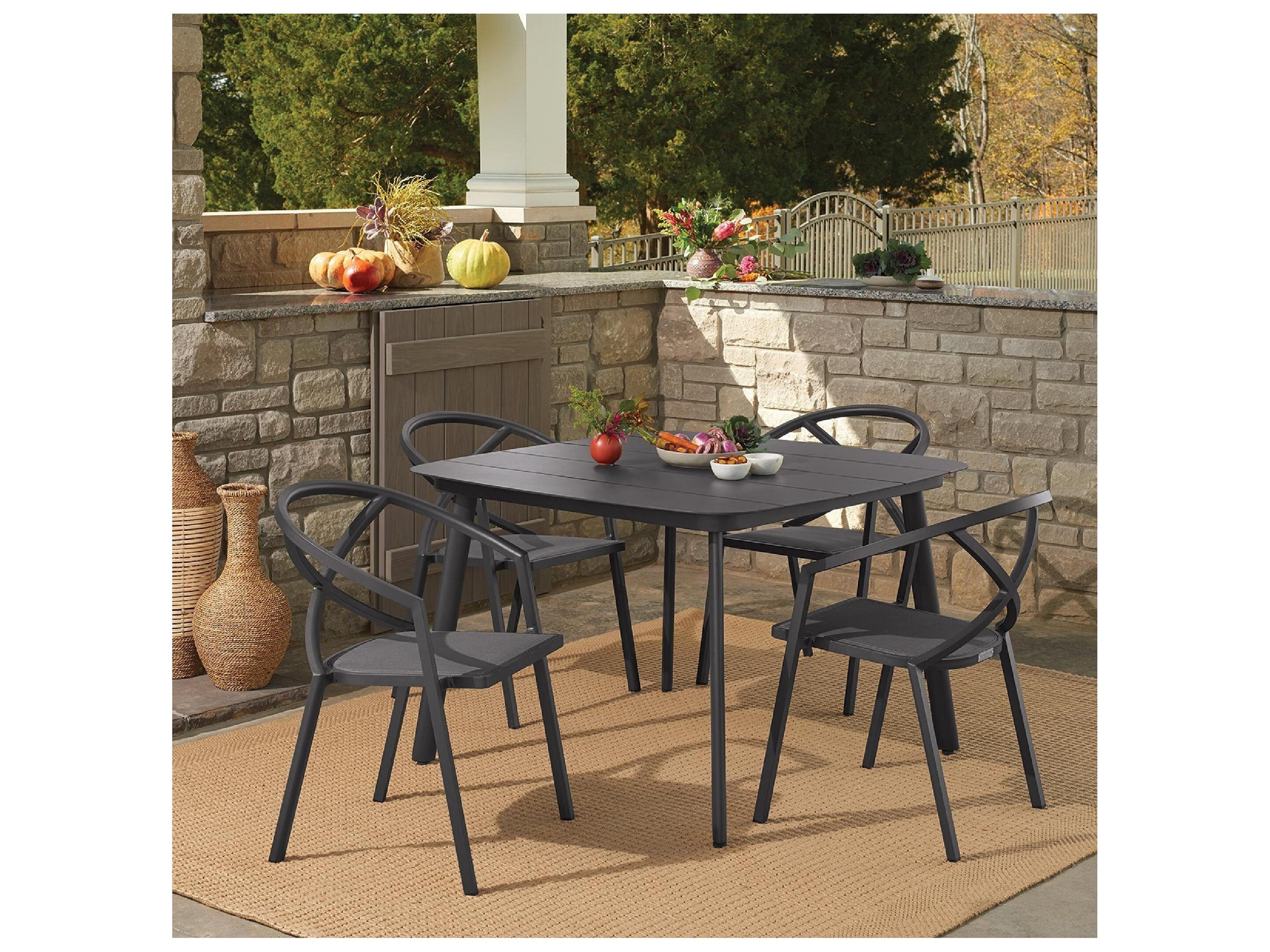 Oxford Garden Azal Aluminum Carbon 5 Piece Outdoor Patio Dining Set