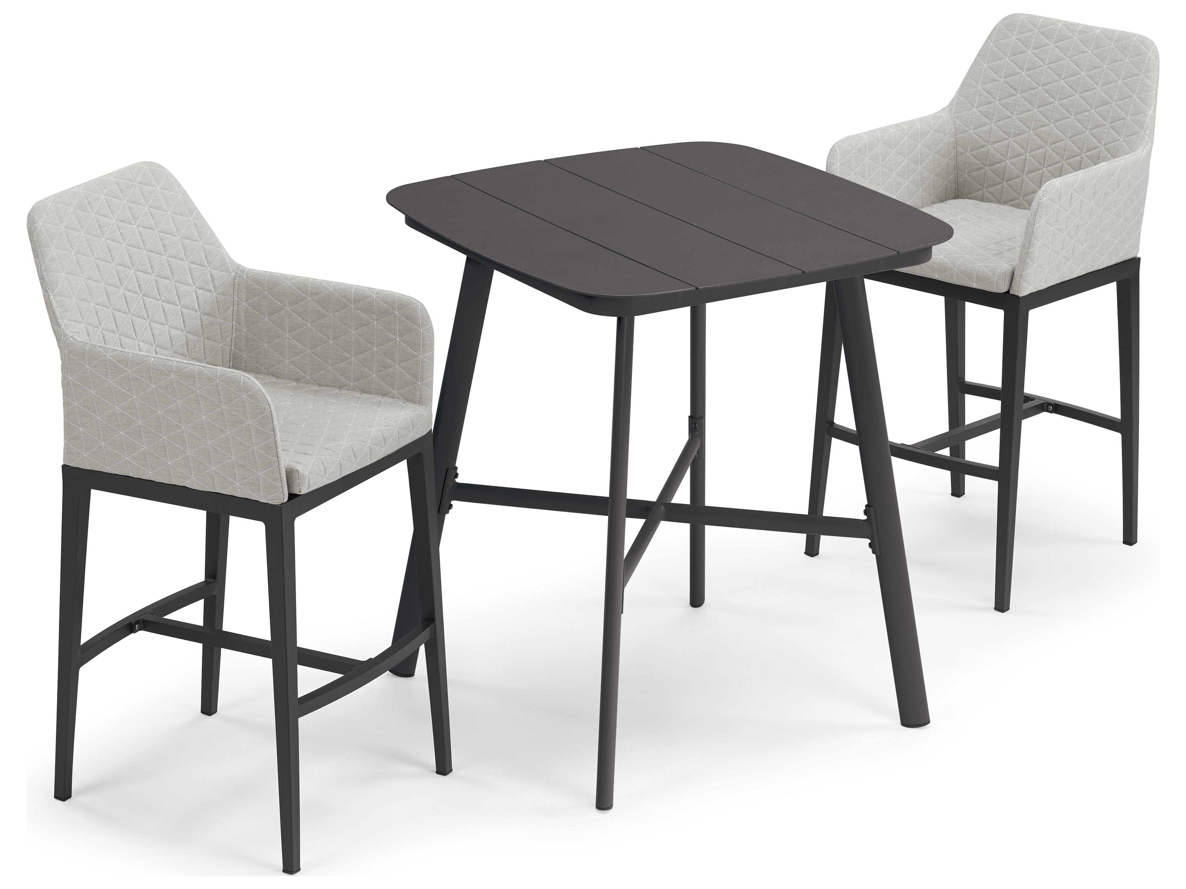 Oland Aluminum Carbon 3 Piece Bar Set with Canvas Granite Cushions