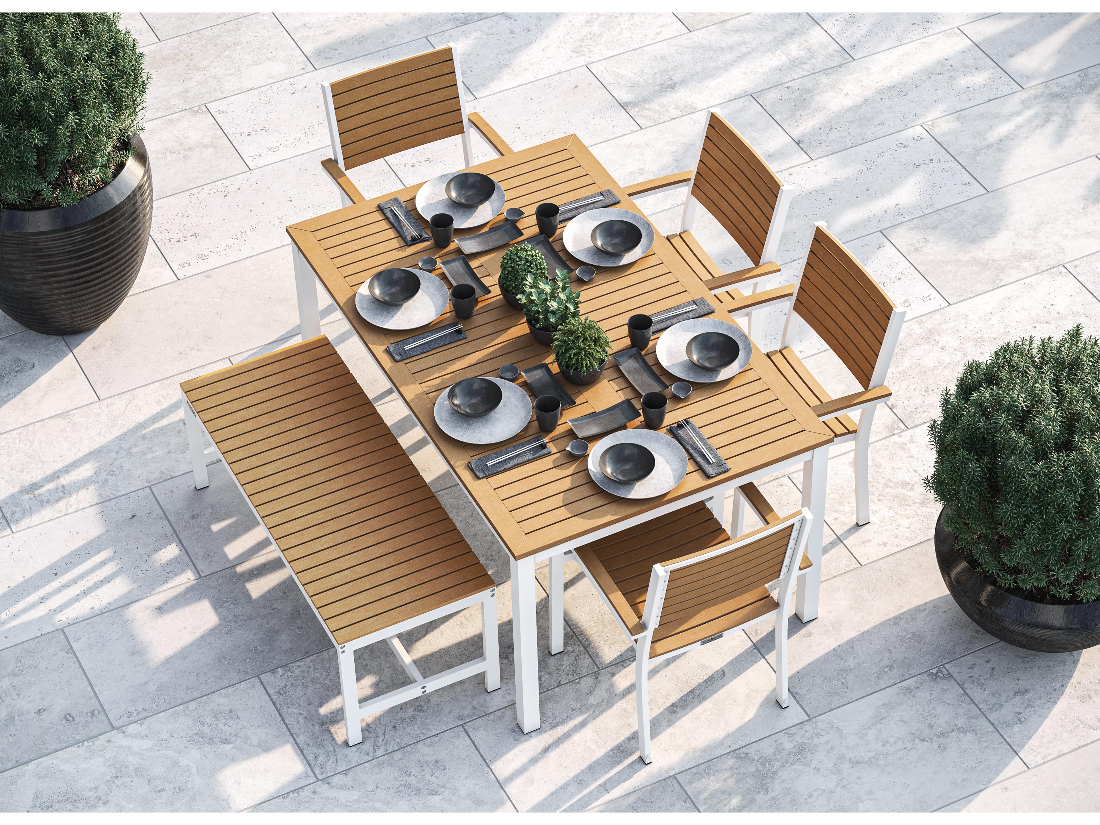 Oxford Garden Travira Aluminum Flint 6 Piece Outdoor Patio Dining Set