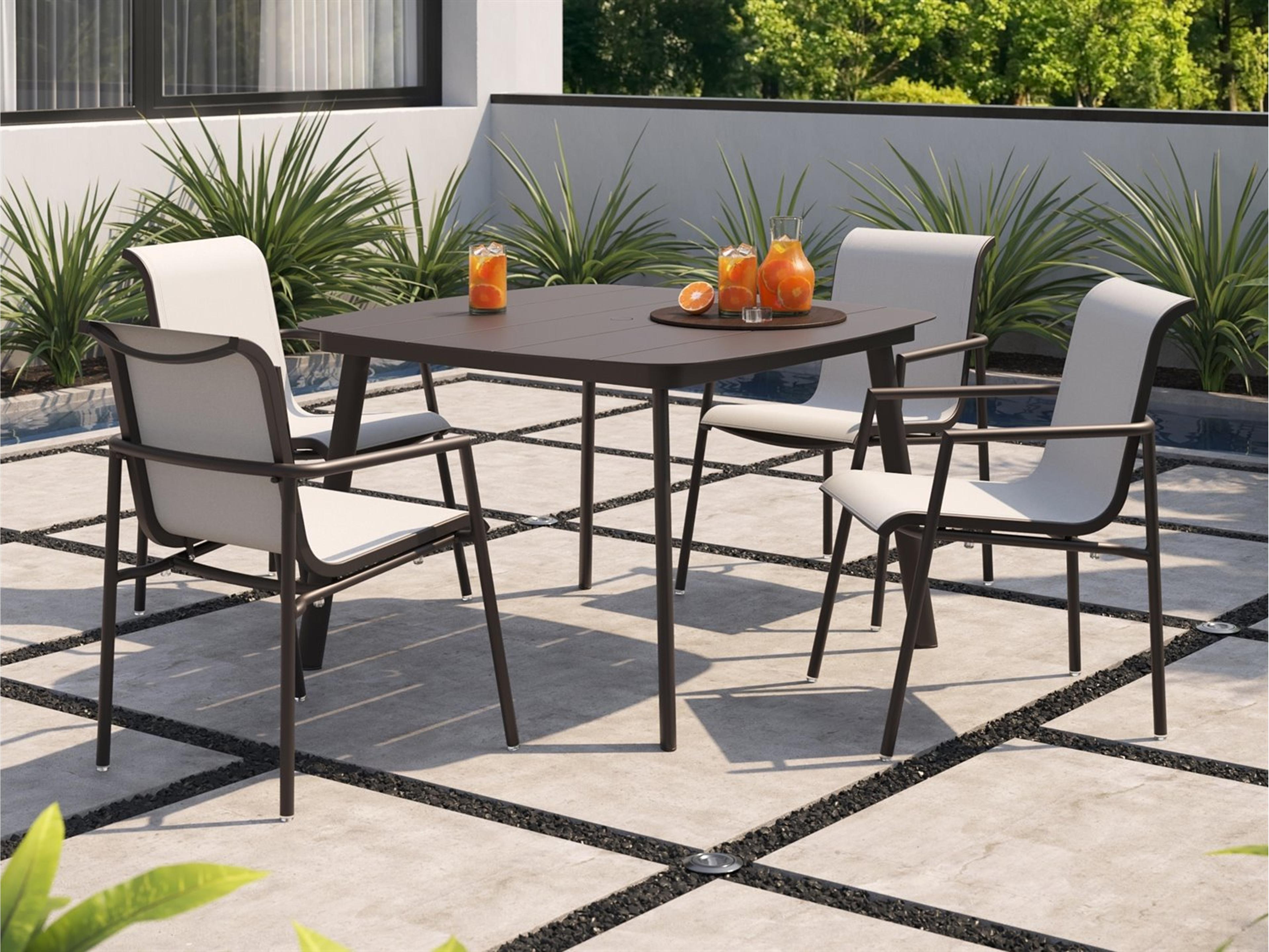 Oxford Garden Orso Aluminum Carbon 5 Piece Patio Dining Set with Fog Sling