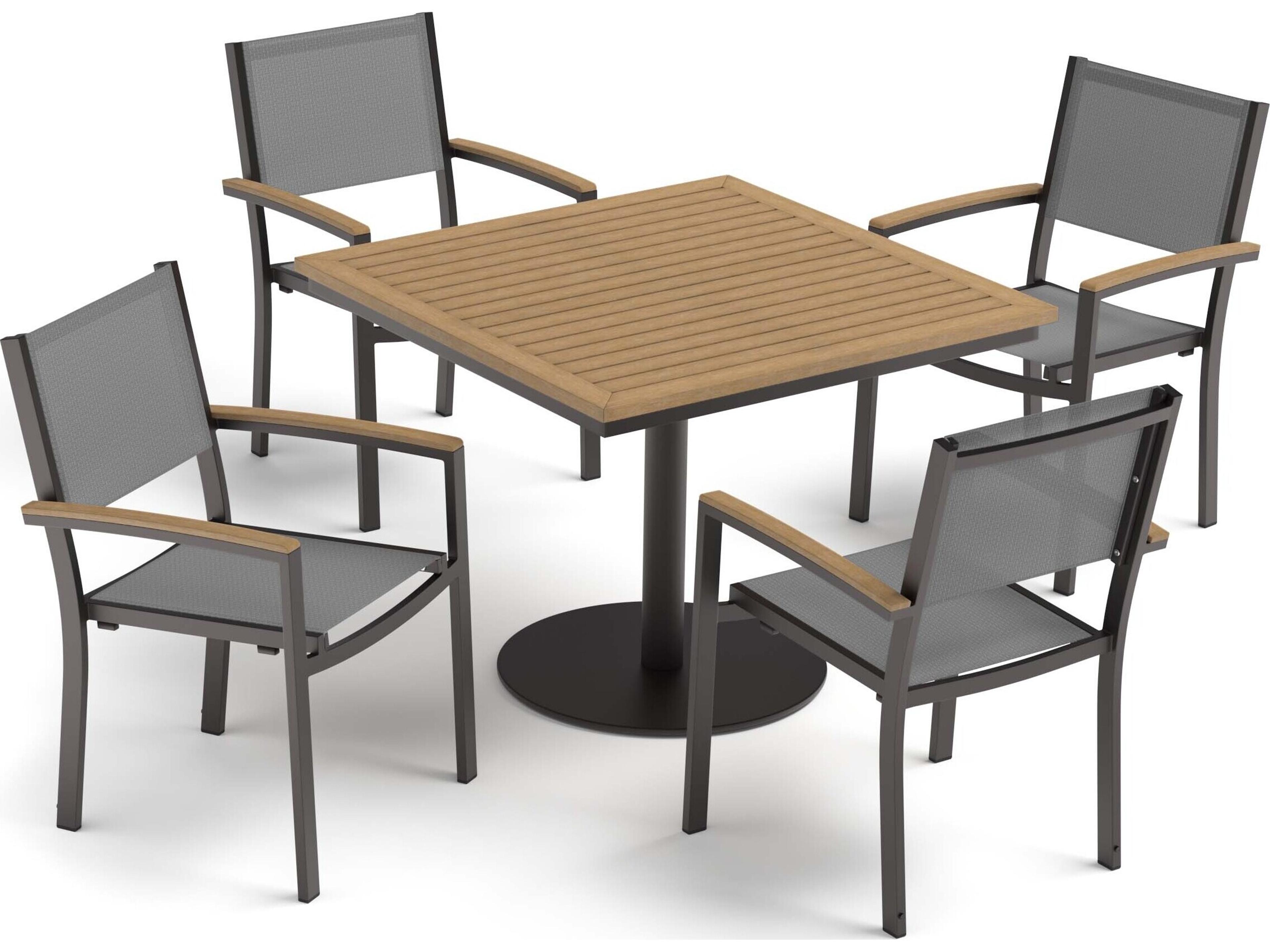 Travira Aluminum Carbon 5 Piece Patio Dining Set with Titanium Sling