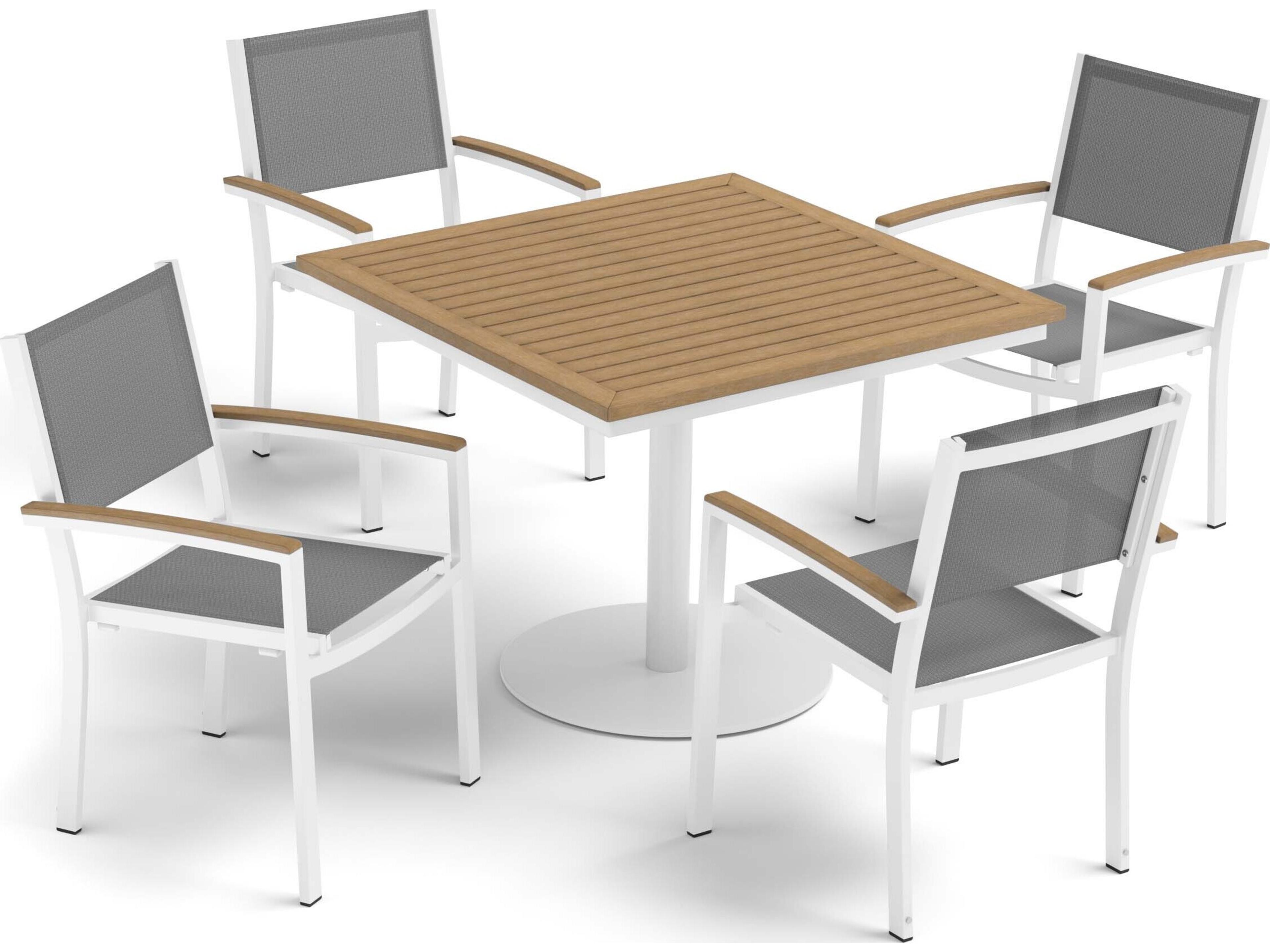 Travira Aluminum Chalk 5 Piece Outdoor Dining Set with Titanium Sling