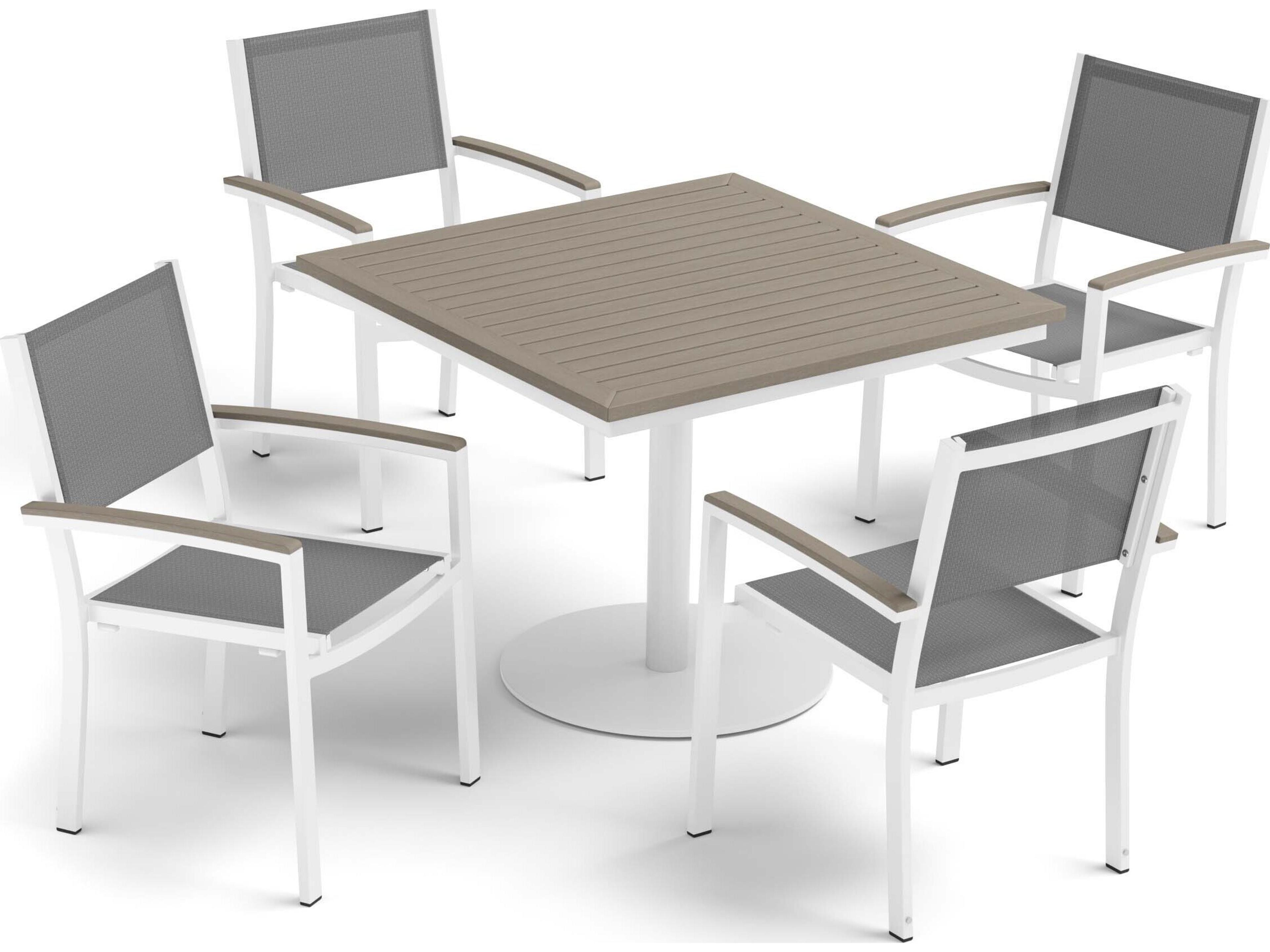 Travira Aluminum Chalk 5 Piece Outdoor Patio Dining Set with Titanium Sling