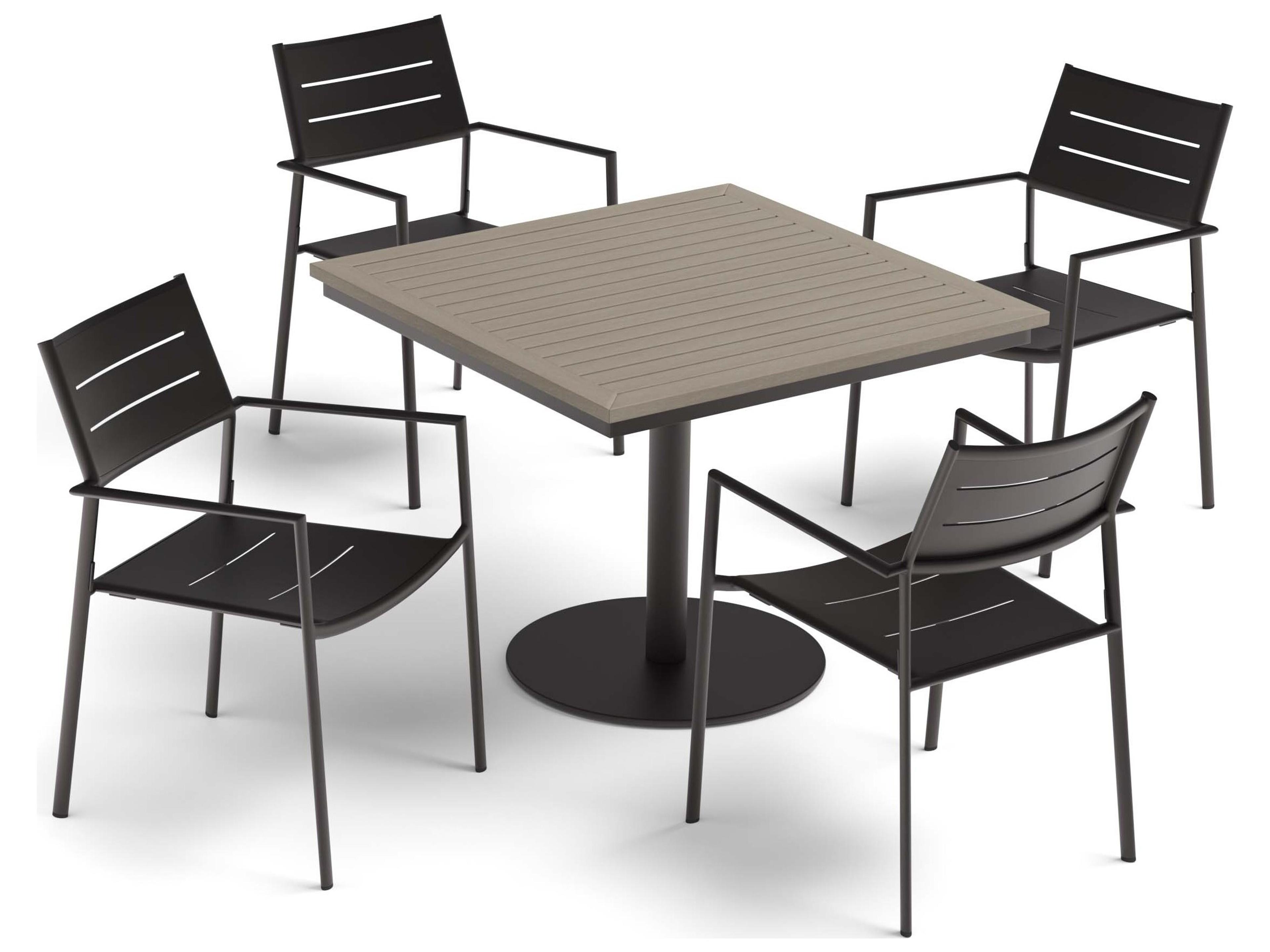 Eiland Aluminum Carbon 5 Piece Outdoor Dining Set