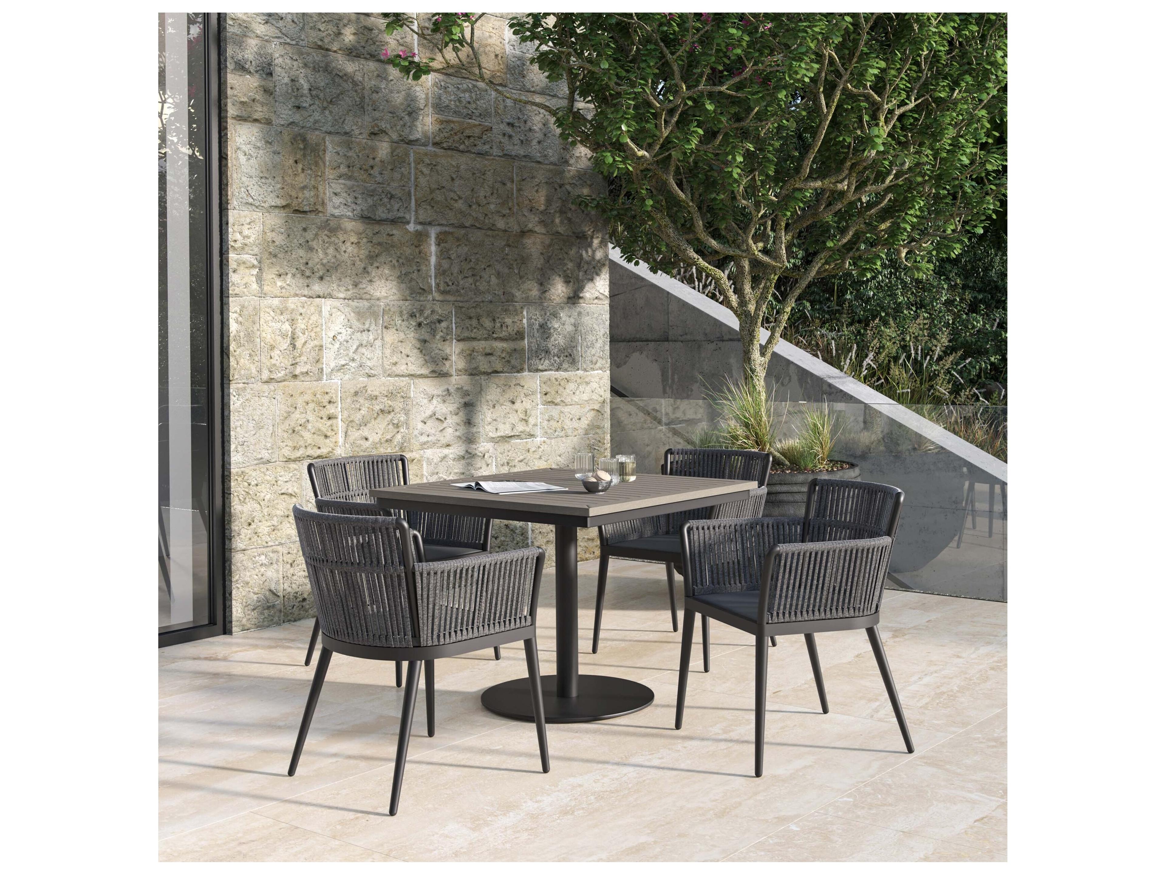 Oxford Garden Nette Aluminum Carbon 5 Piece Patio Dining Set