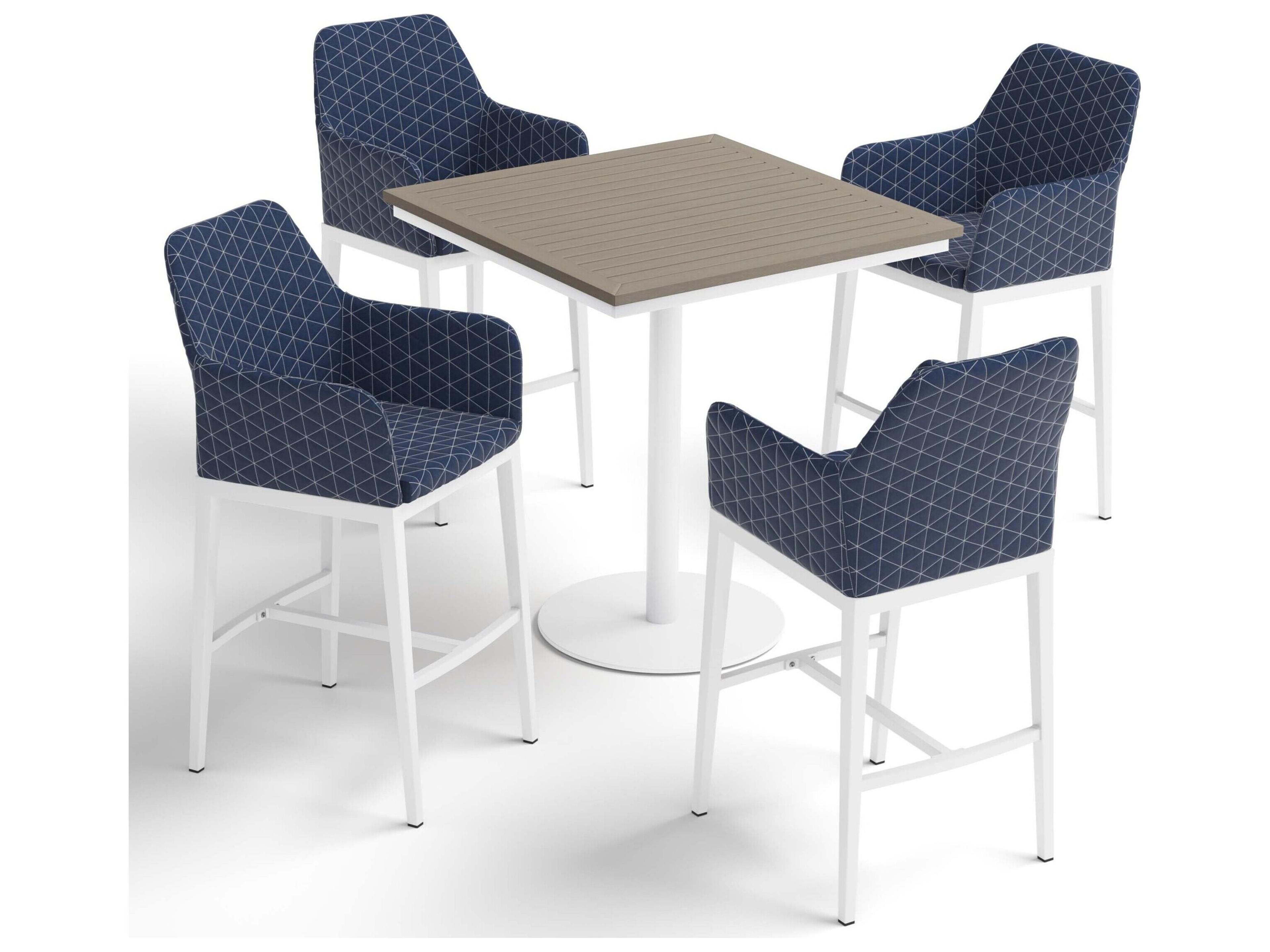 Oland Aluminum Chalk 5 Piece Bar Set with Spectrum Indigo Cushions