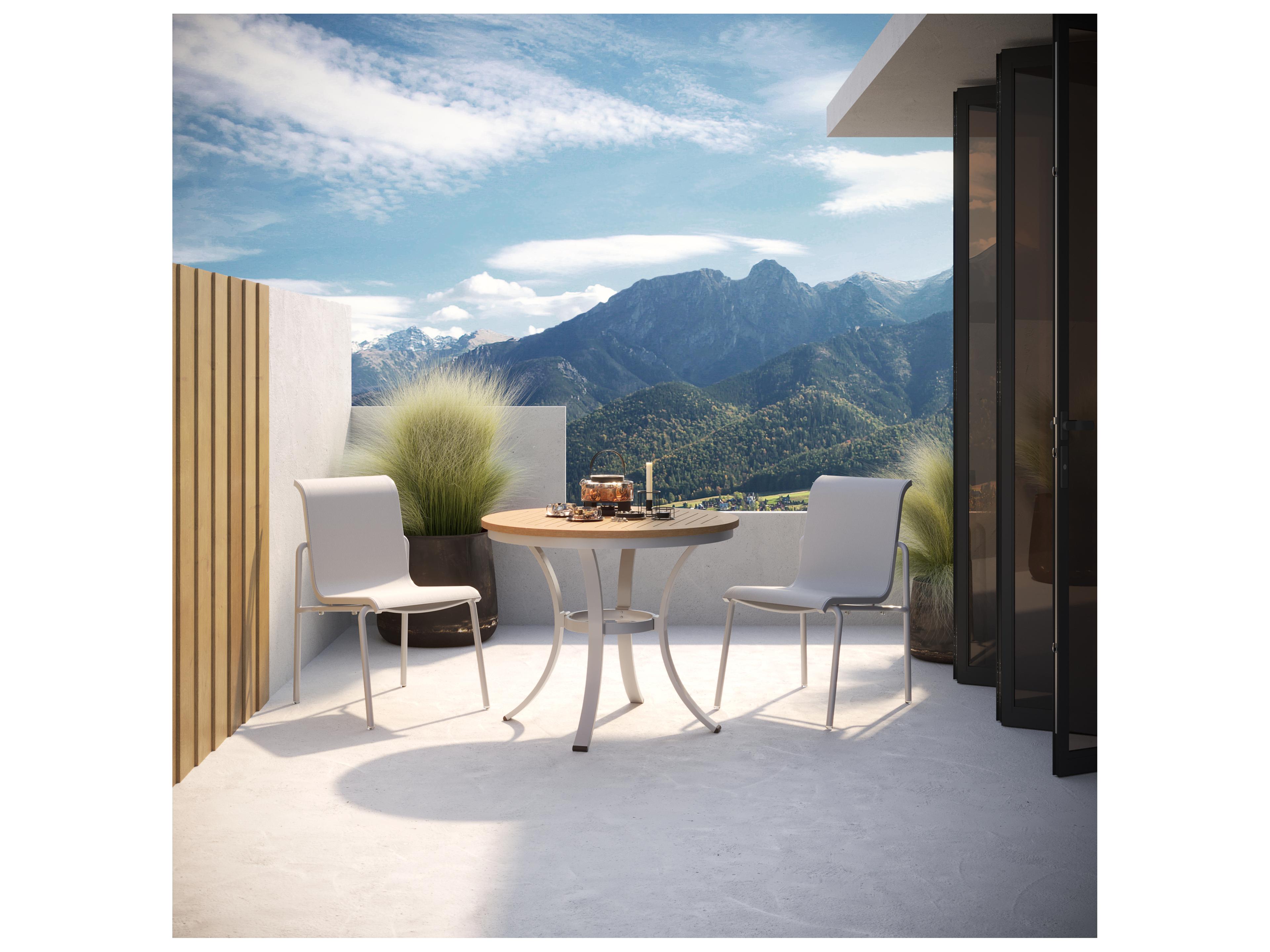 Oxford Garden Orso Aluminum Flint 3 Piece Bistro Set with Fog Sling