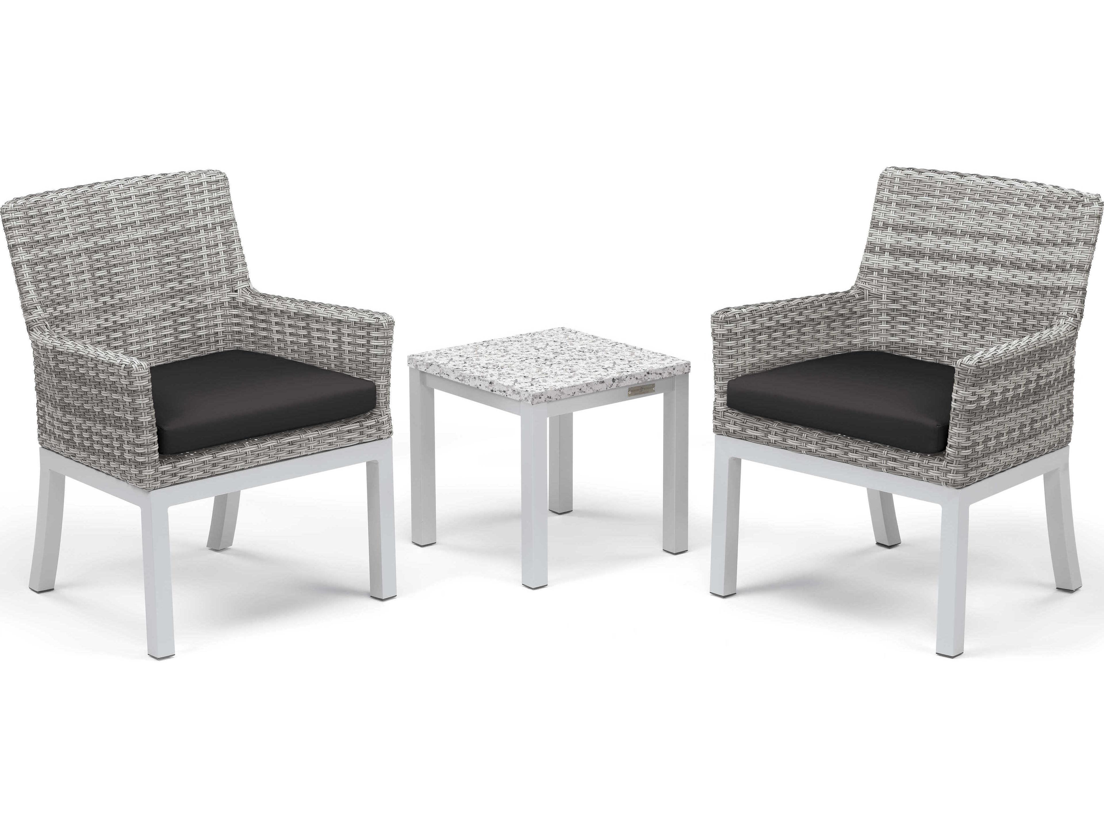 Oxford Garden Travira Aluminum Cushion Lounge Set Table and 2 Chairs