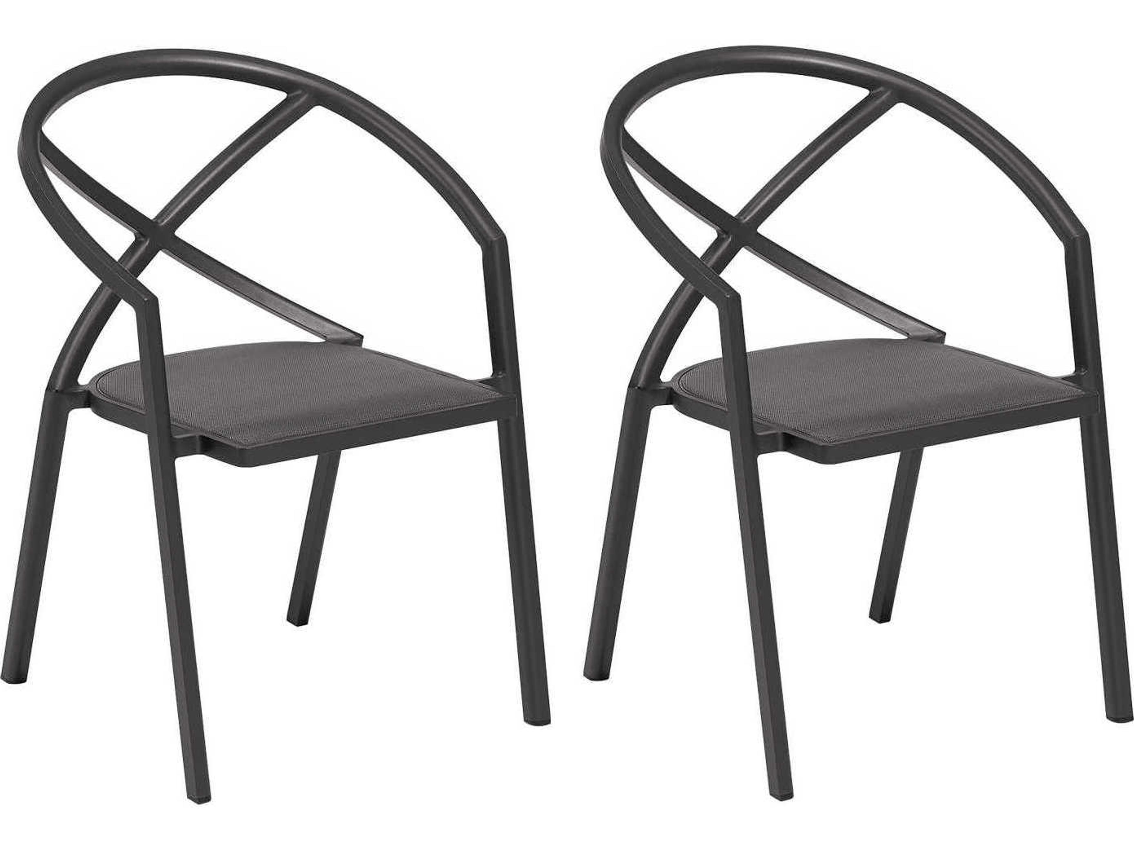 Azal Aluminum Carbon Outdoor Patio Dining Arm Chair Set of 2