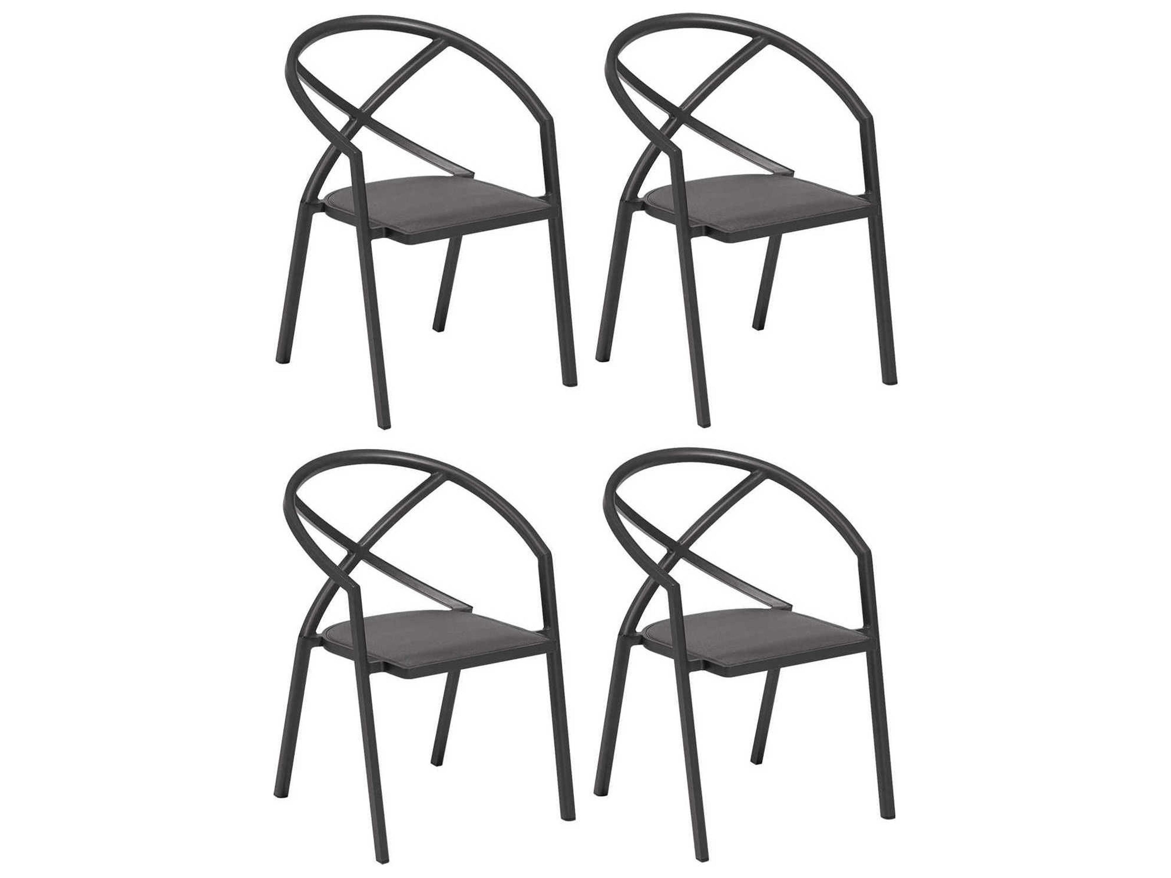 Azal Aluminum Carbon Patio Dining Arm Chair Set of 4