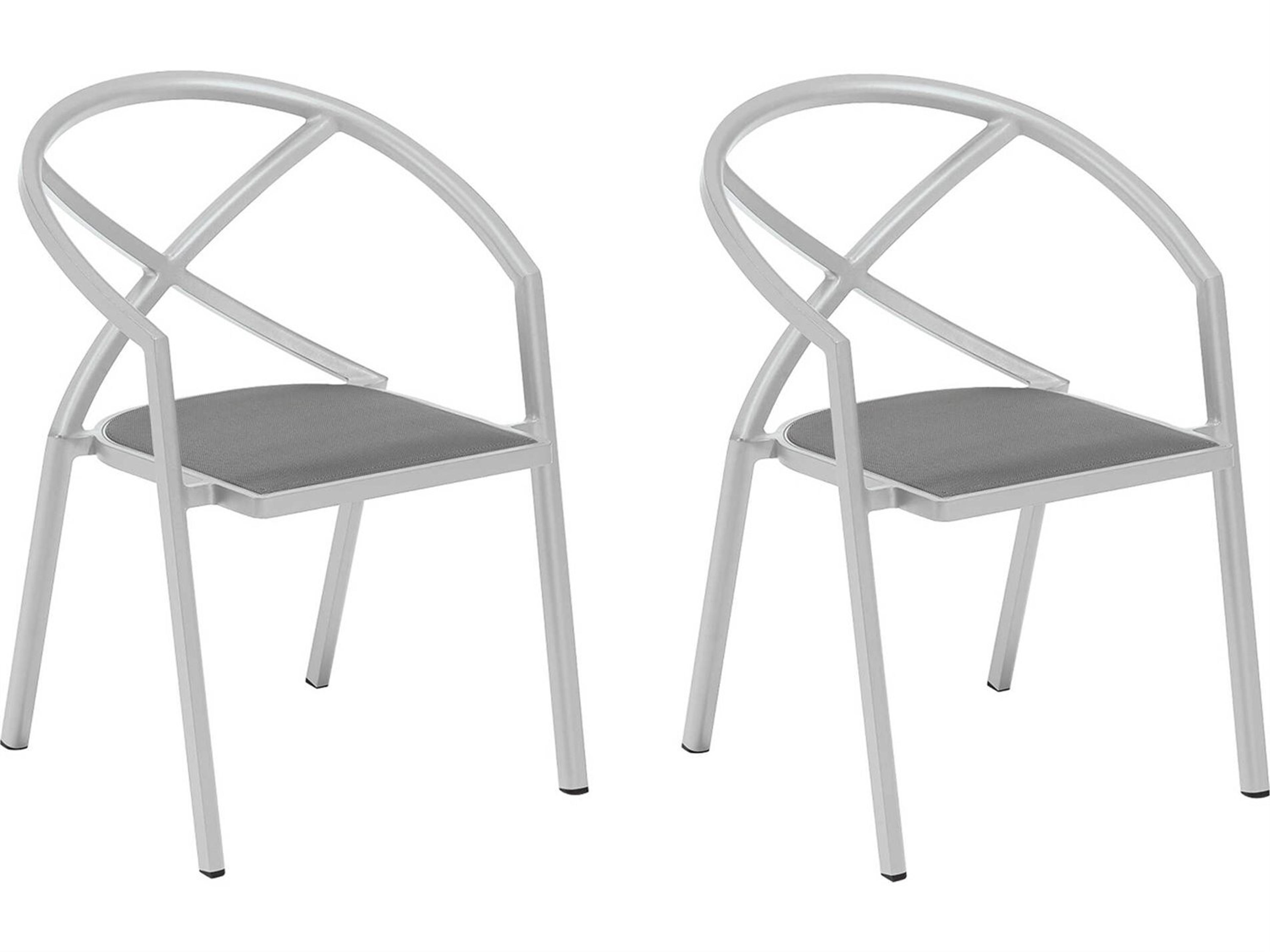 Azal Flint Titanium Aluminum Cushion Dining Chair Set of 2