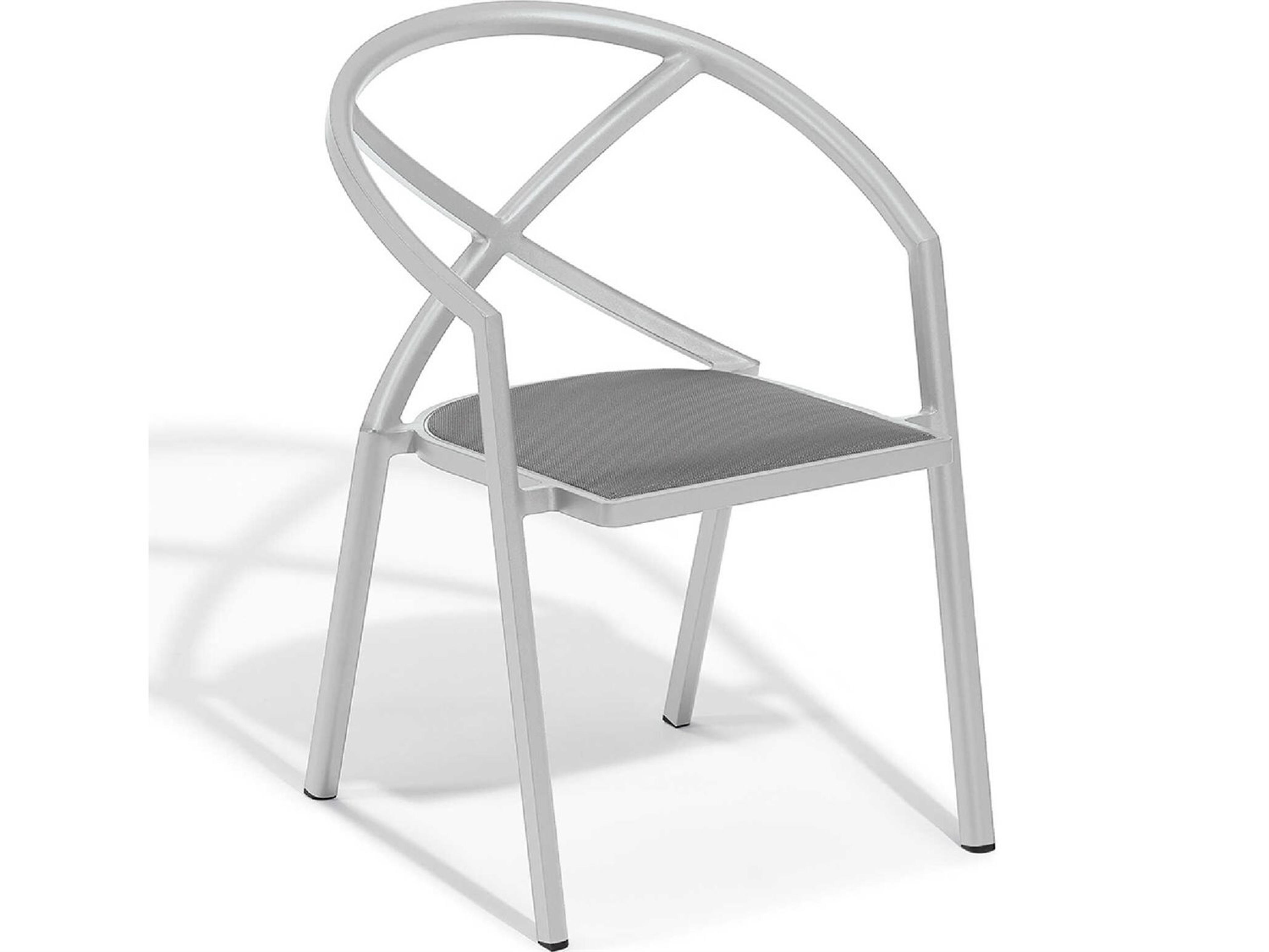 Oxford Garden Flint Titanium Aluminum Cushion Dining Chair Set of 4