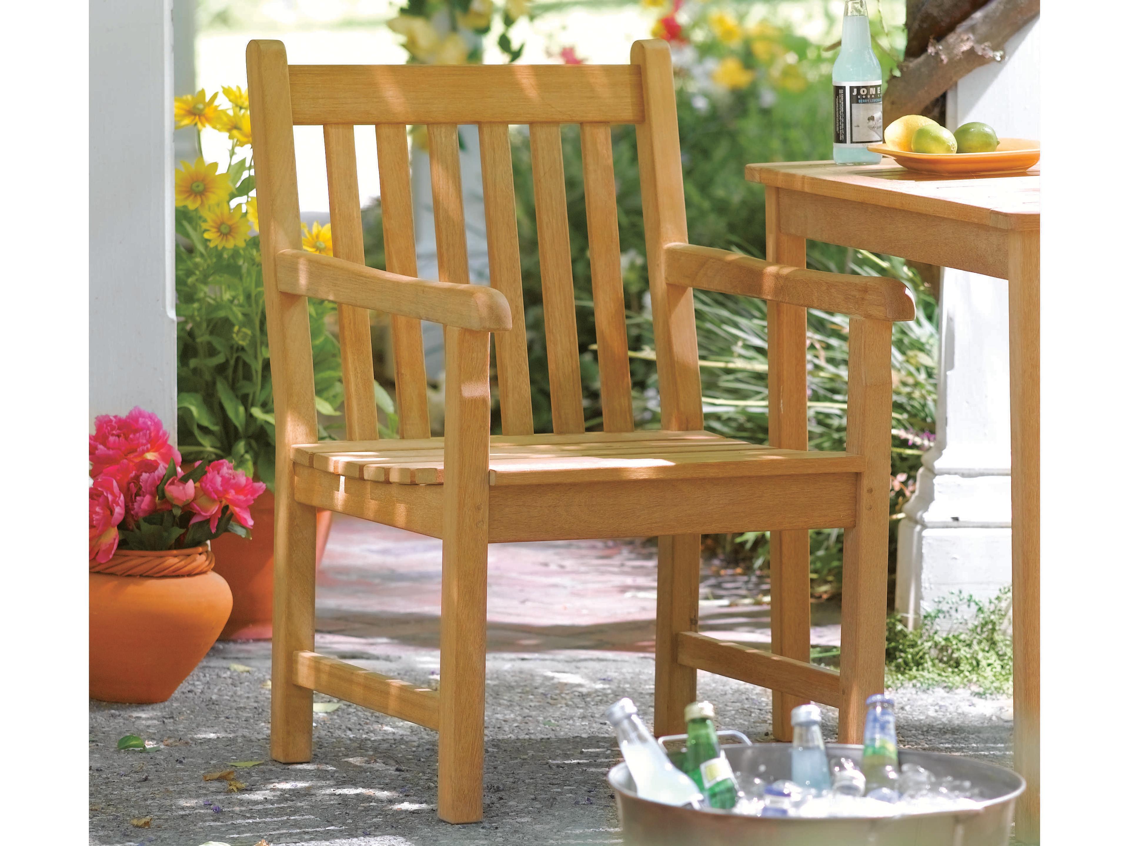 Oxford Garden Classic Teak Natural Patio Dining Arm Chair